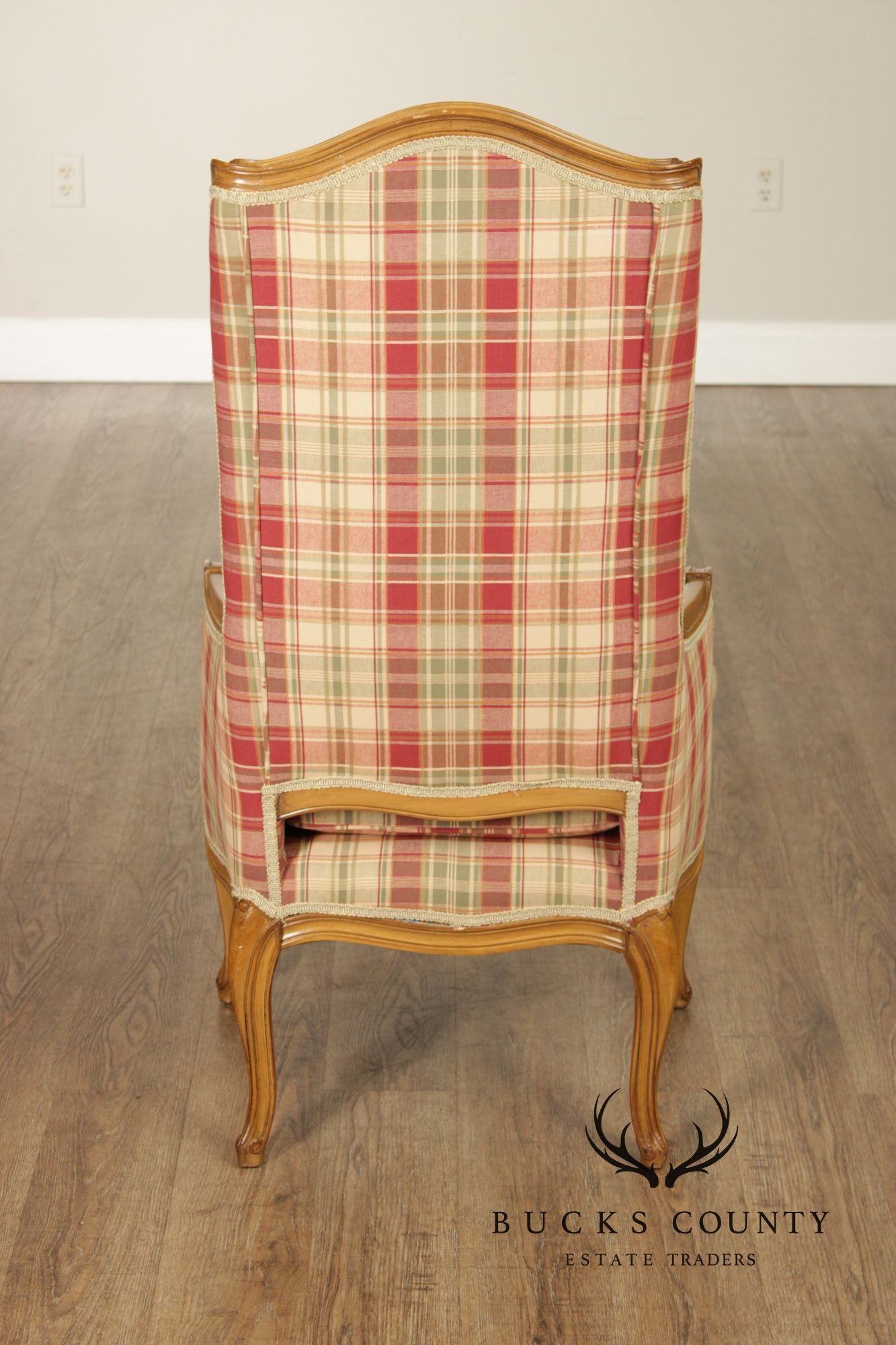Pair Of Country French Carved Fruitwood Wingback Host Chairs
