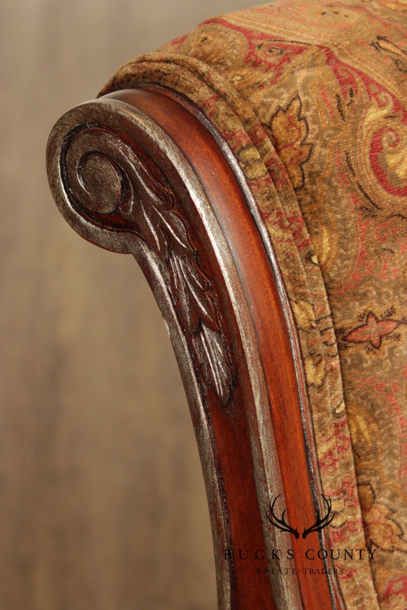 Regency Style Pair of Silver Painted Armchairs