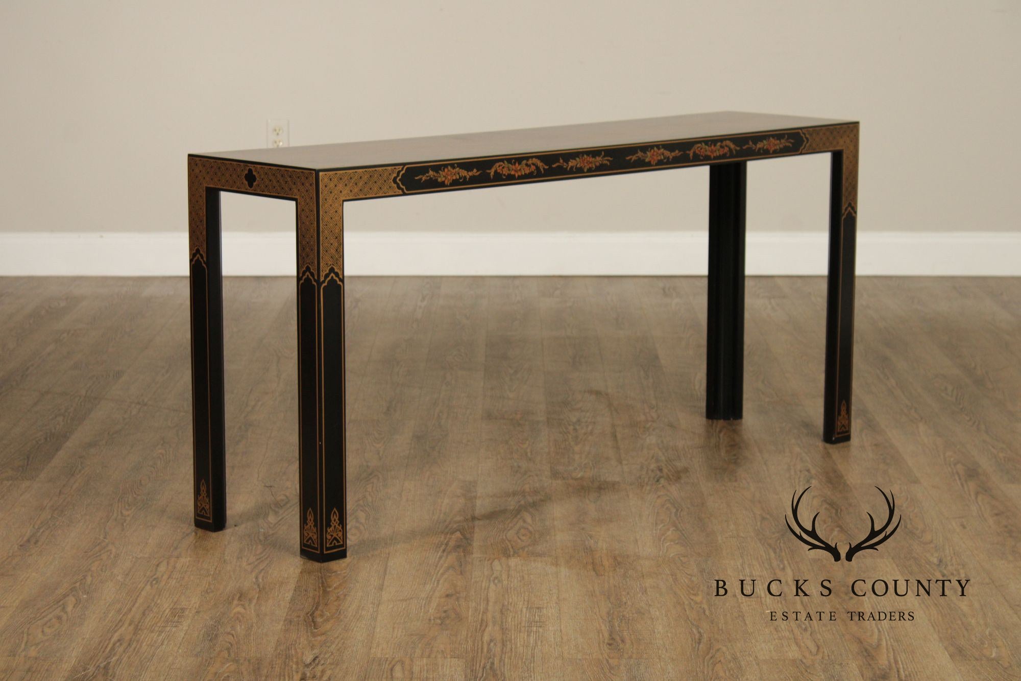 Drexel Chinoiserie Paint Decorated Asian Style Console Table