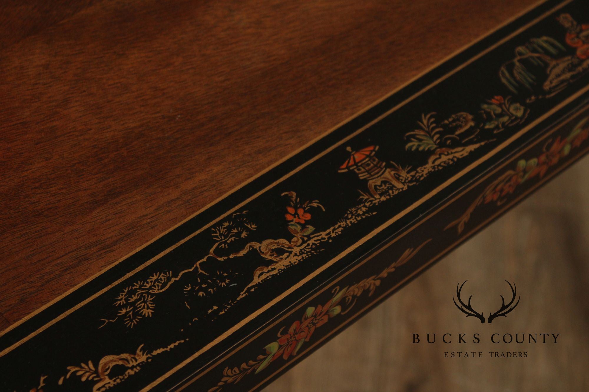 Drexel Chinoiserie Paint Decorated Asian Style Console Table