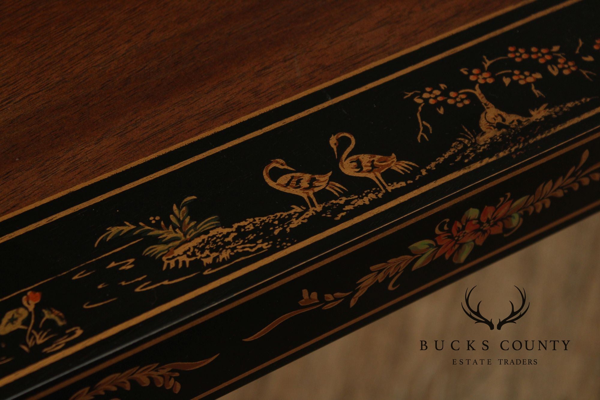 Drexel Chinoiserie Paint Decorated Asian Style Console Table
