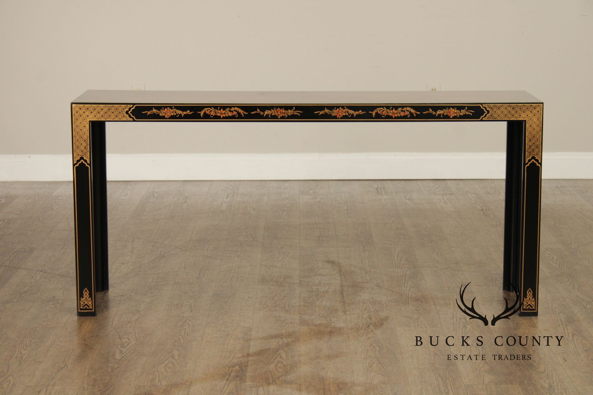 Drexel Chinoiserie Paint Decorated Asian Style Console Table