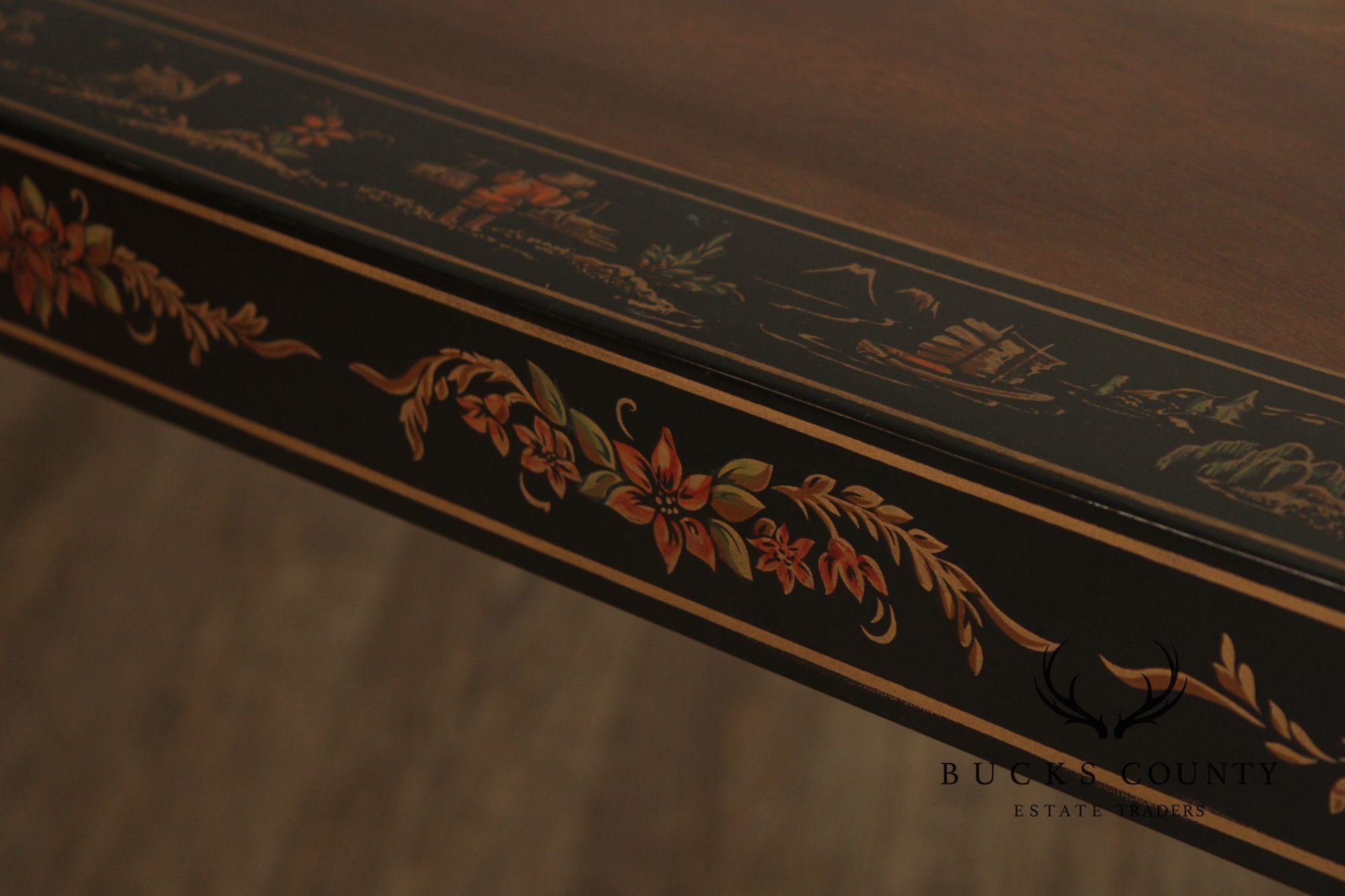 Drexel Chinoiserie Paint Decorated Asian Style Console Table