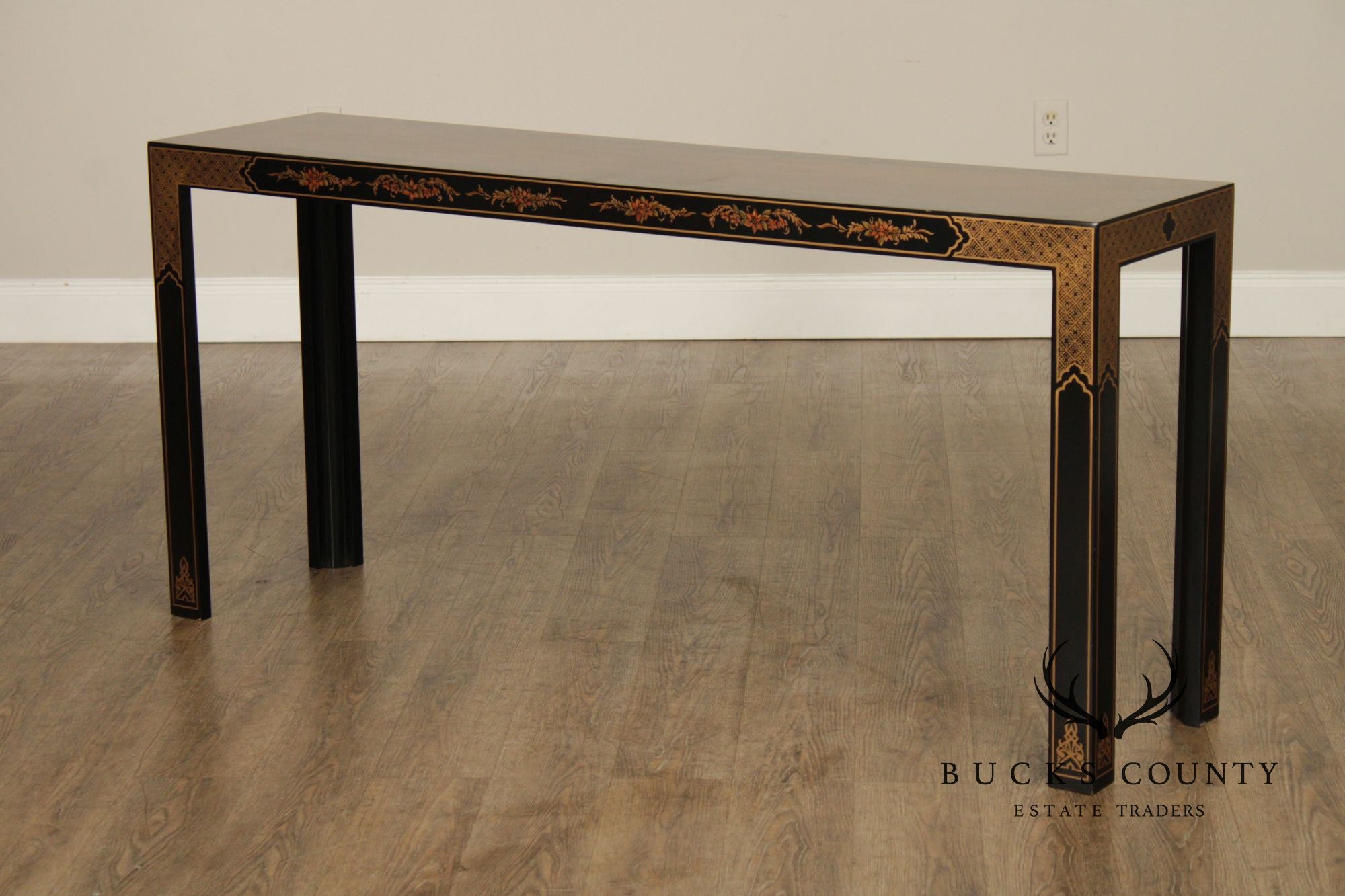 Drexel Chinoiserie Paint Decorated Asian Style Console Table