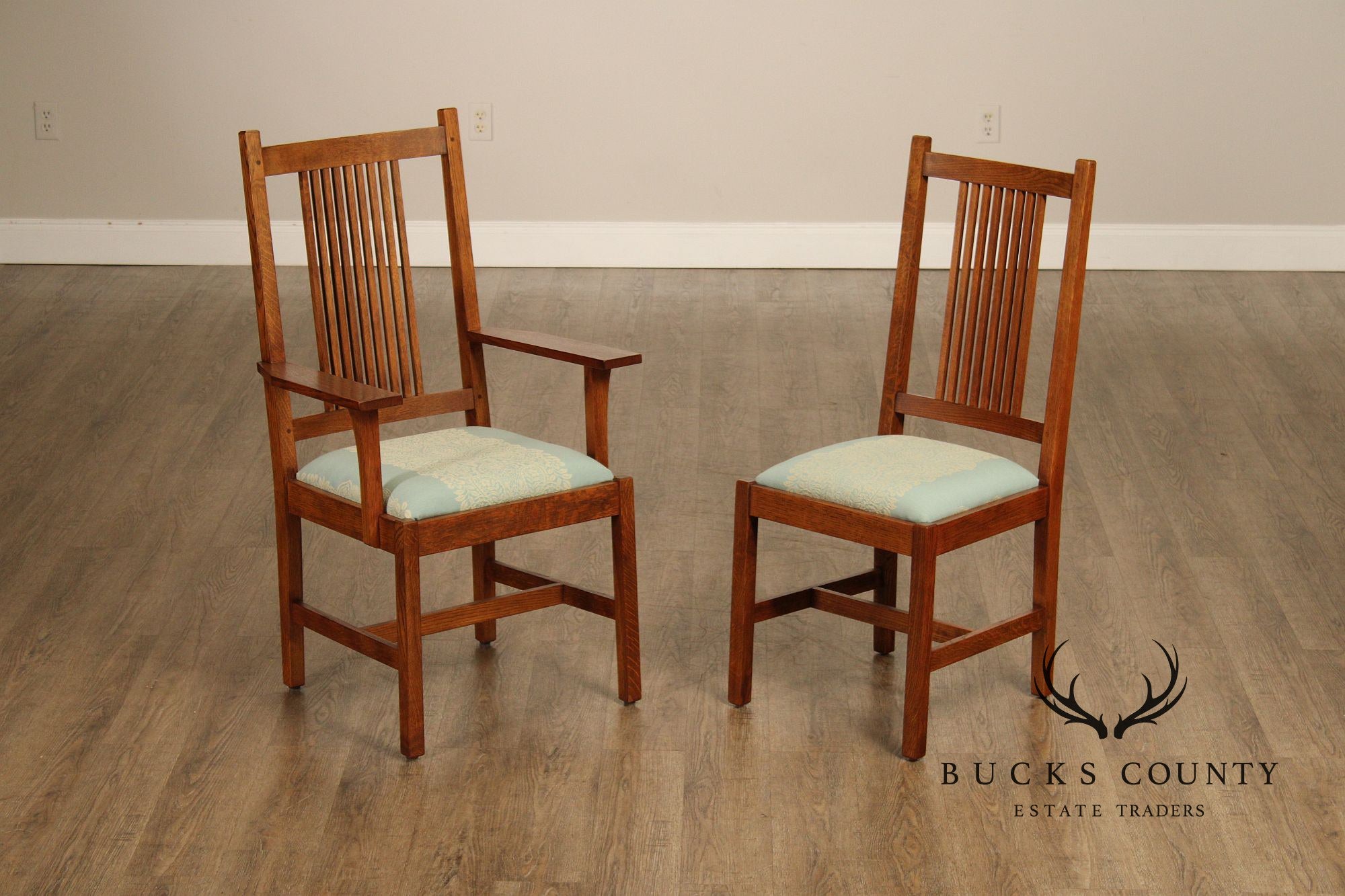 Stickley Mission Collection Set Of Eight Oak Dining Chairs