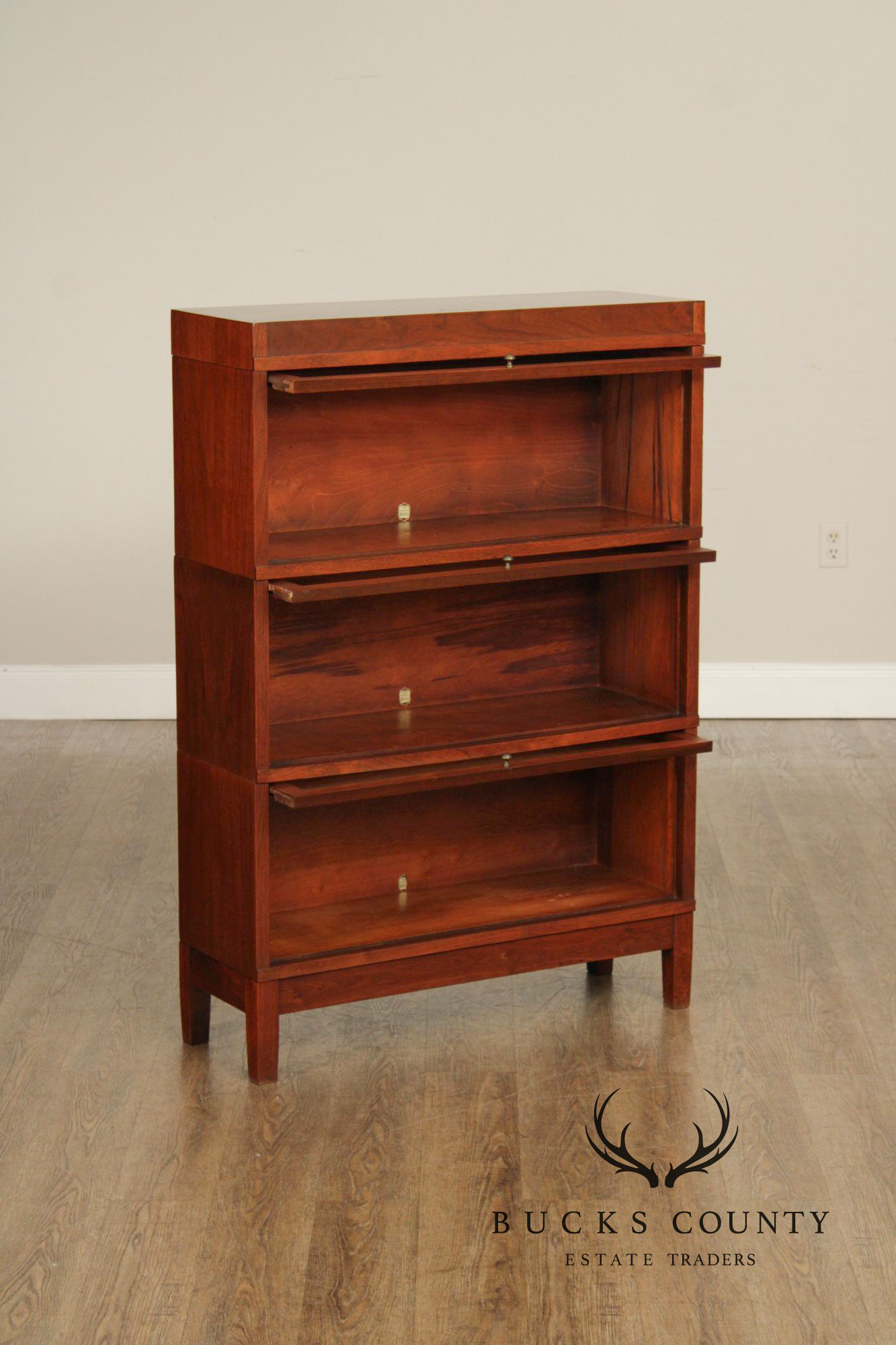 Globe Wernicke Antique Walnut Three-Stack Barrister Bookcase