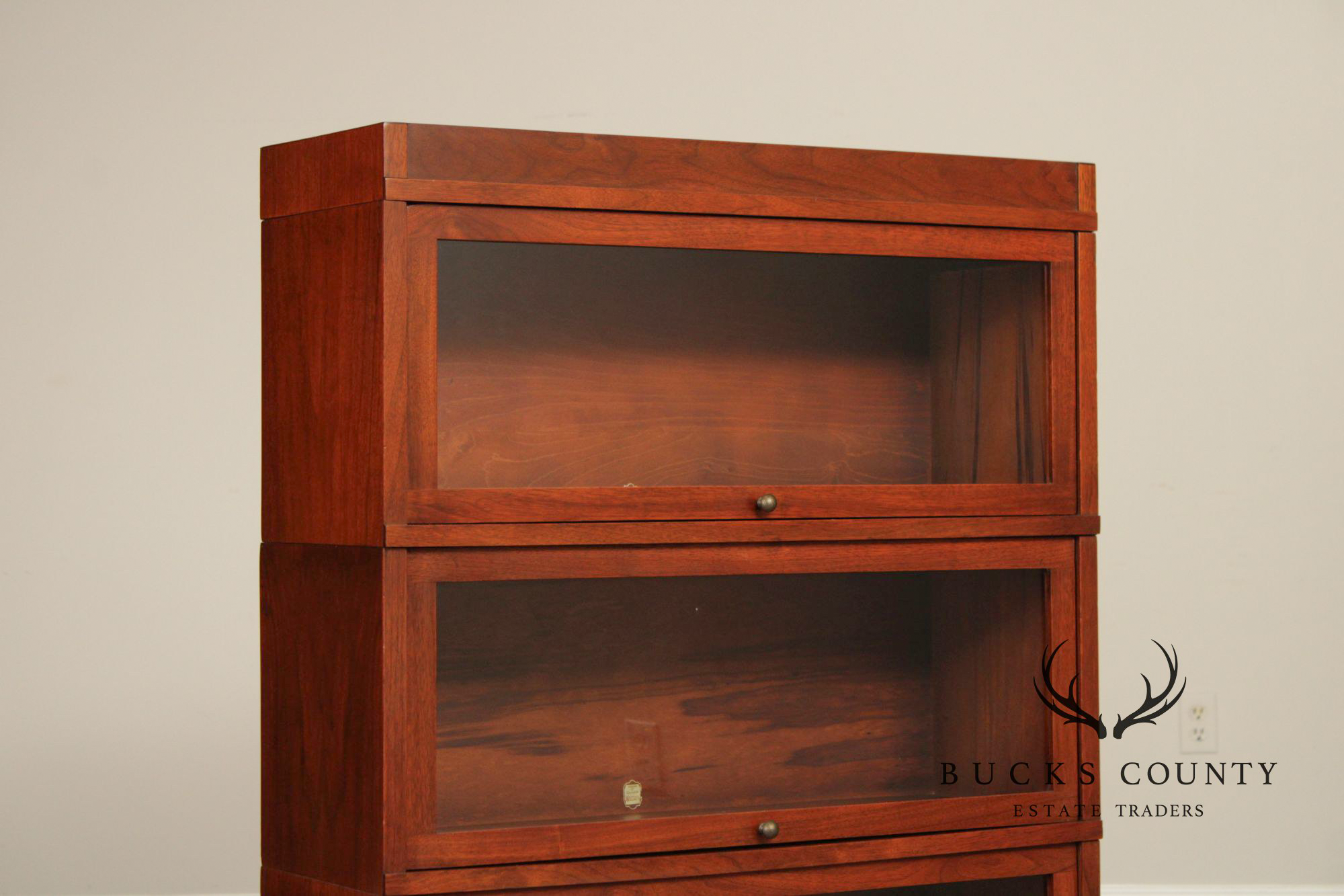 Globe Wernicke Antique Walnut Three-Stack Barrister Bookcase
