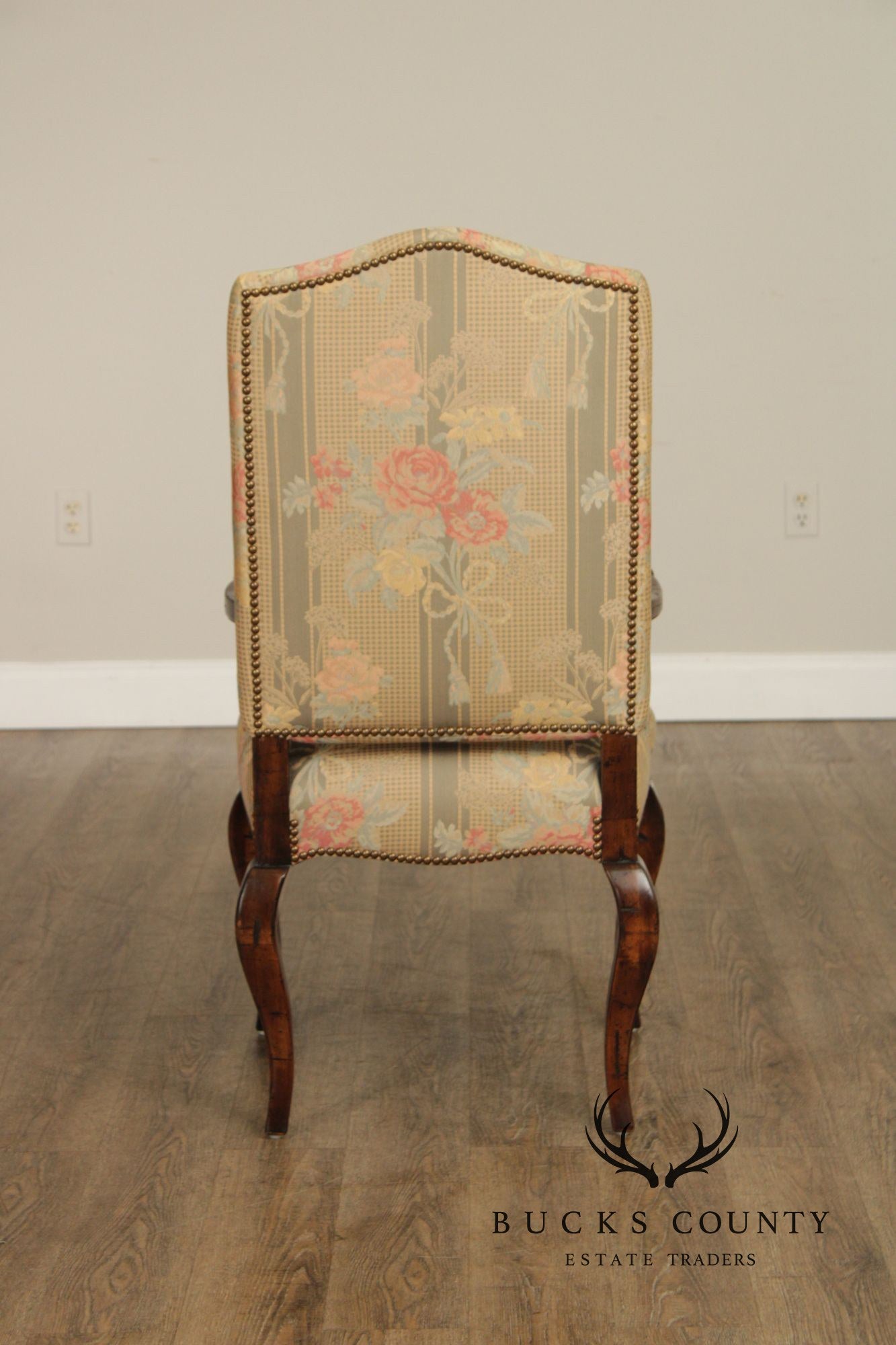 Guy Chaddock Set Of Six French Country Style Carved Frame Upholstered Dining Chairs