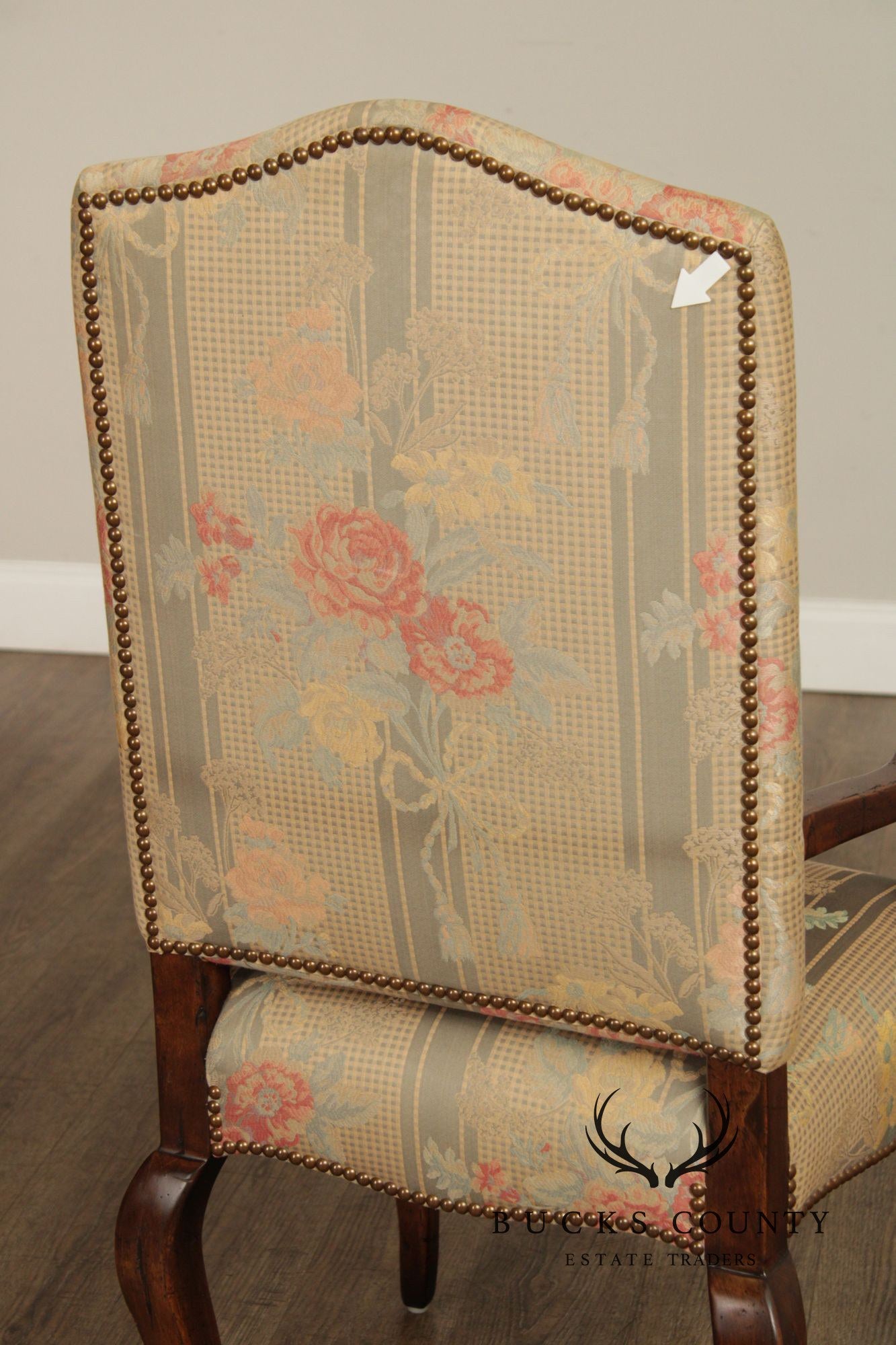 Guy Chaddock Set Of Six French Country Style Carved Frame Upholstered Dining Chairs