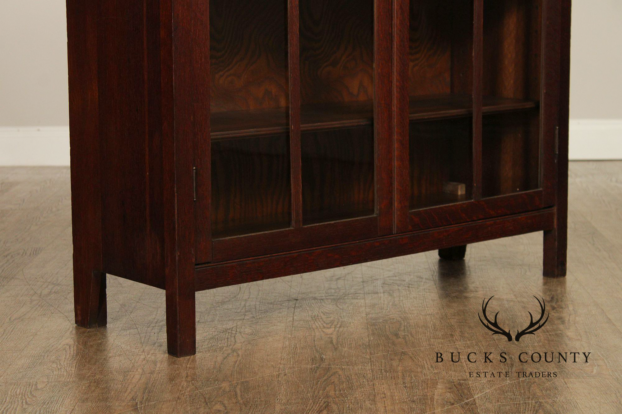 Antique Mission Oak Arts & Crafts Glass Door Bookcase