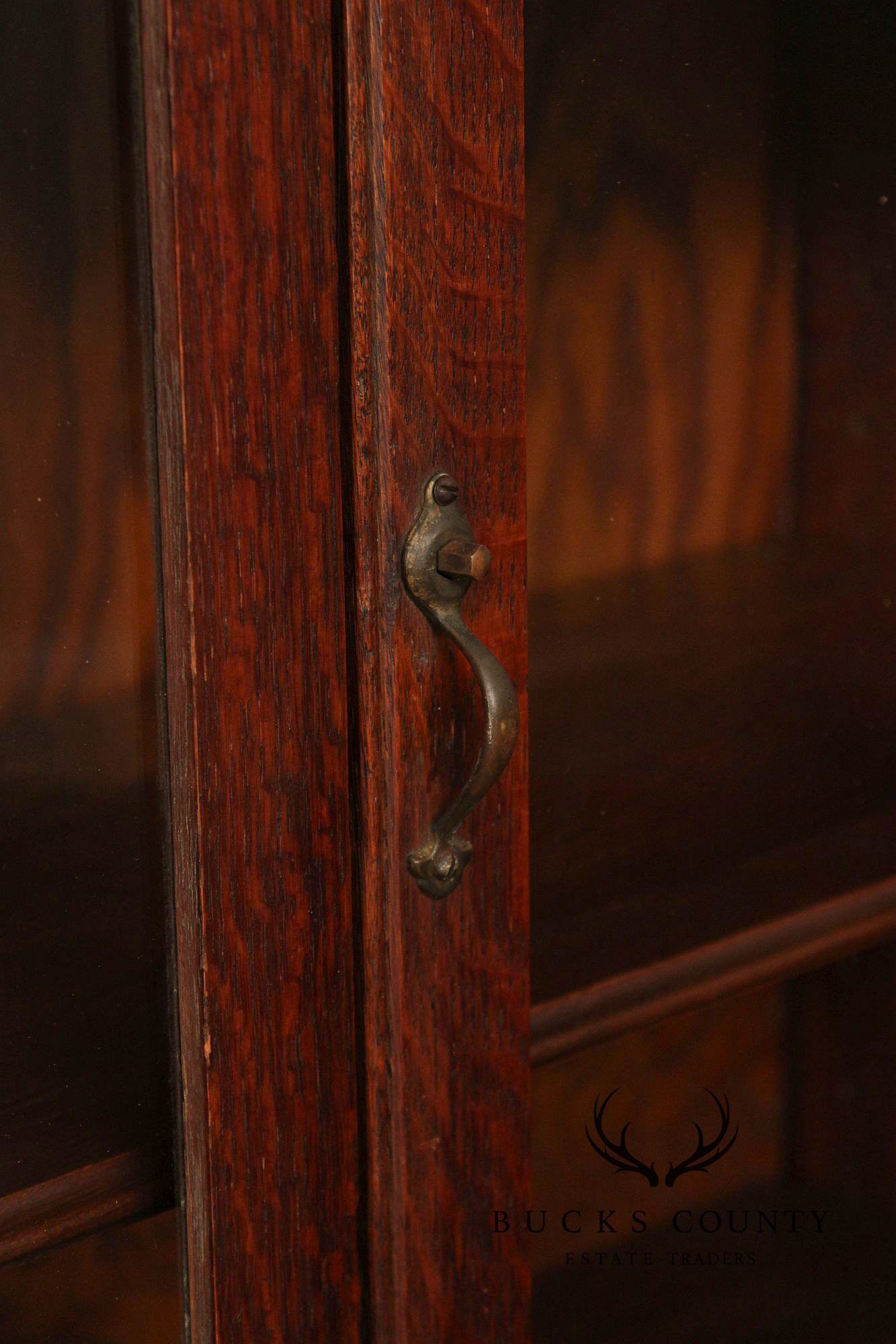 Antique Mission Oak Arts & Crafts Glass Door Bookcase