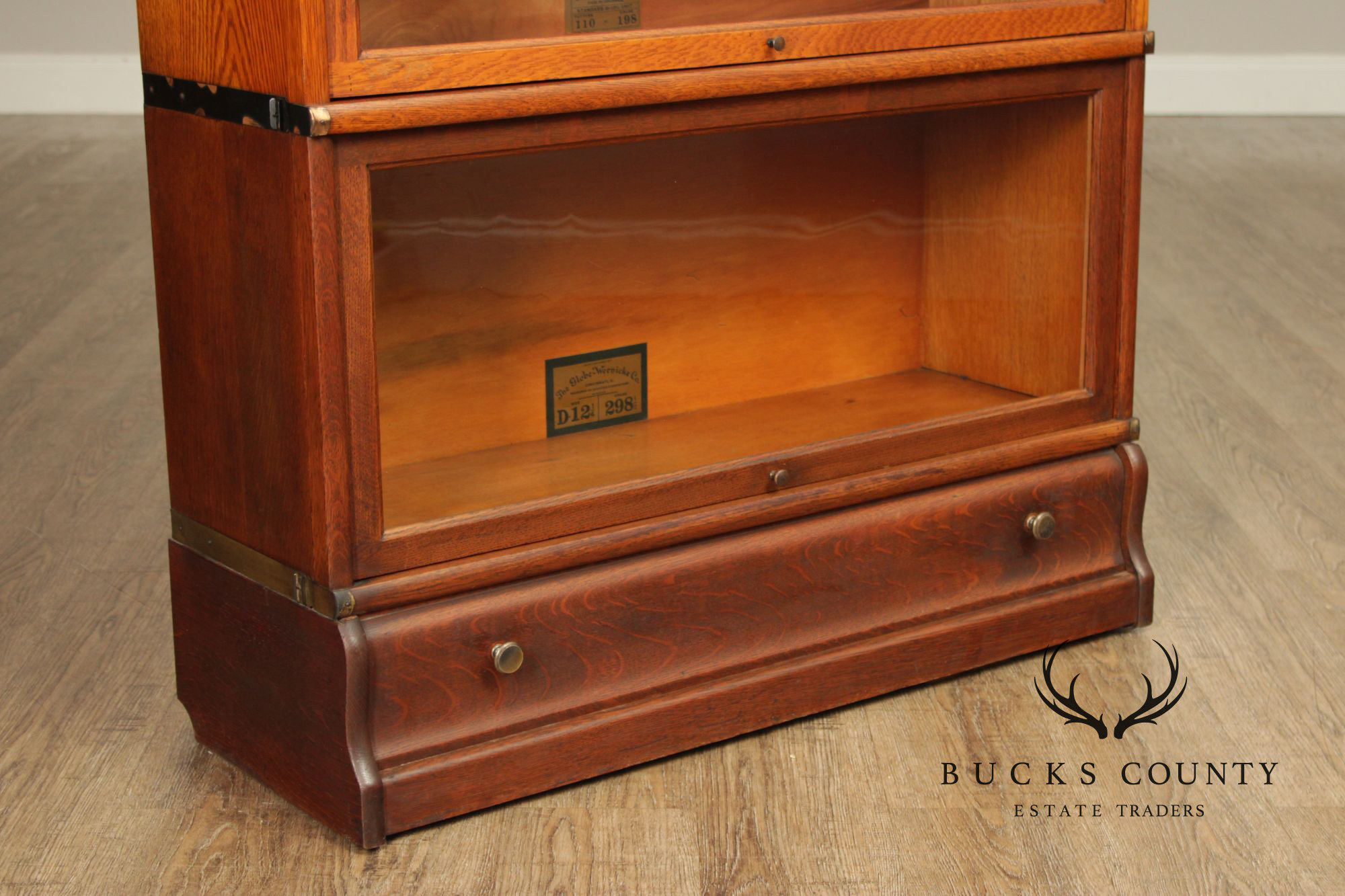 Globe Wernicke Antique Oak Three-Stack Barrister Bookcase