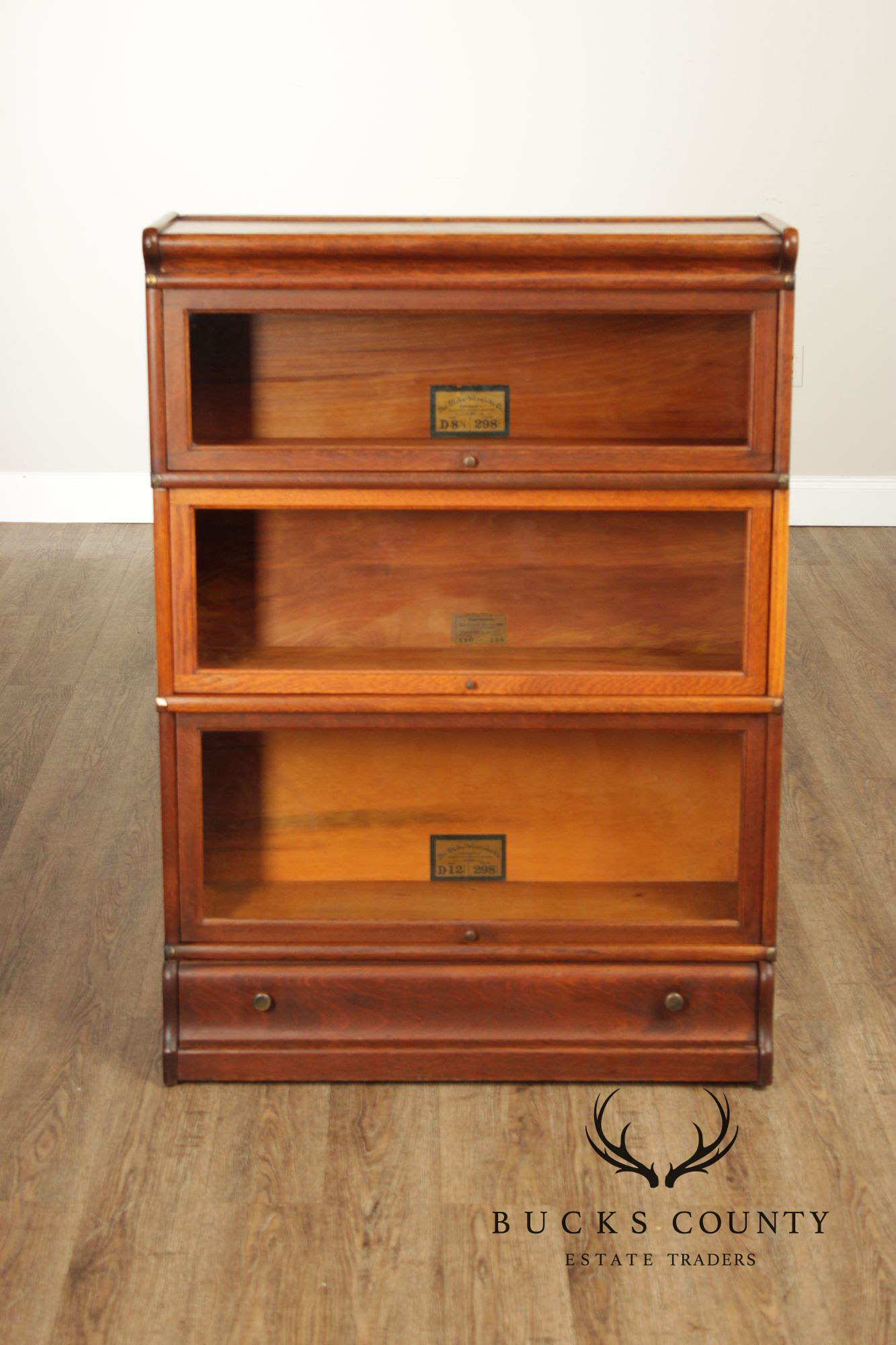 Globe Wernicke Antique Oak Three-Stack Barrister Bookcase