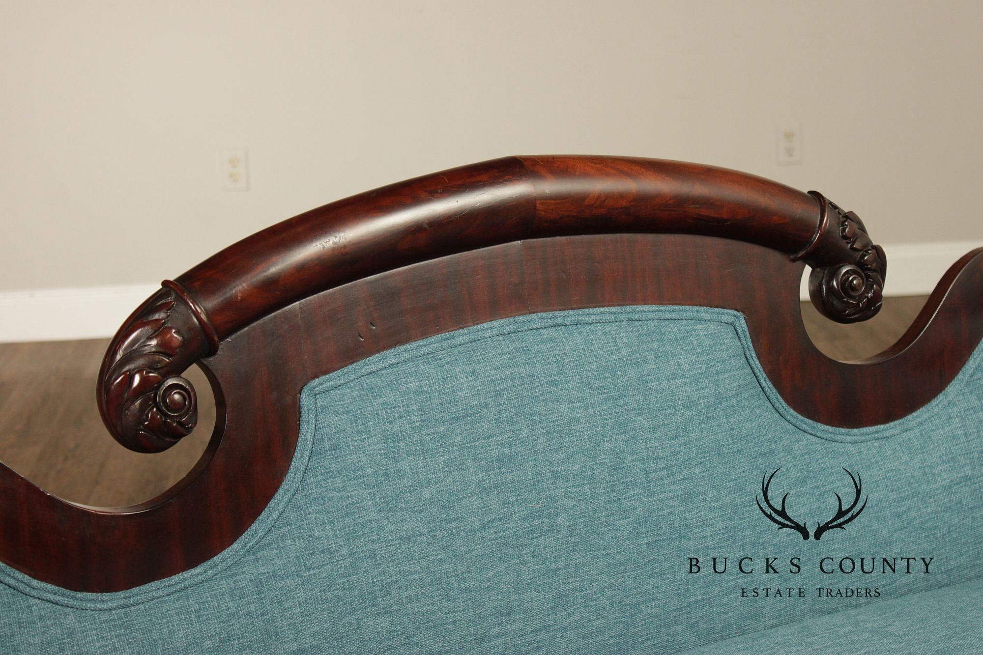 Antique American Classical Carved Mahogany Sofa
