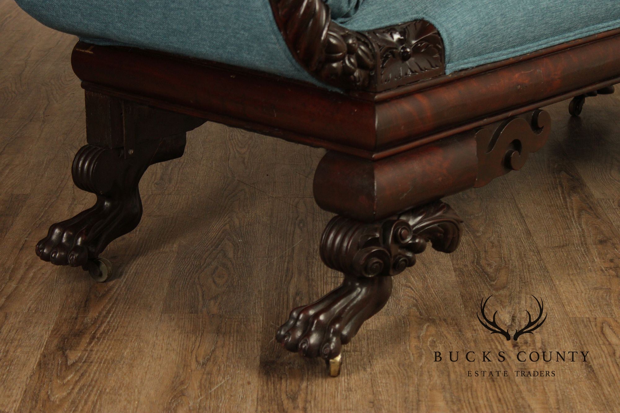 Antique American Classical Carved Mahogany Sofa