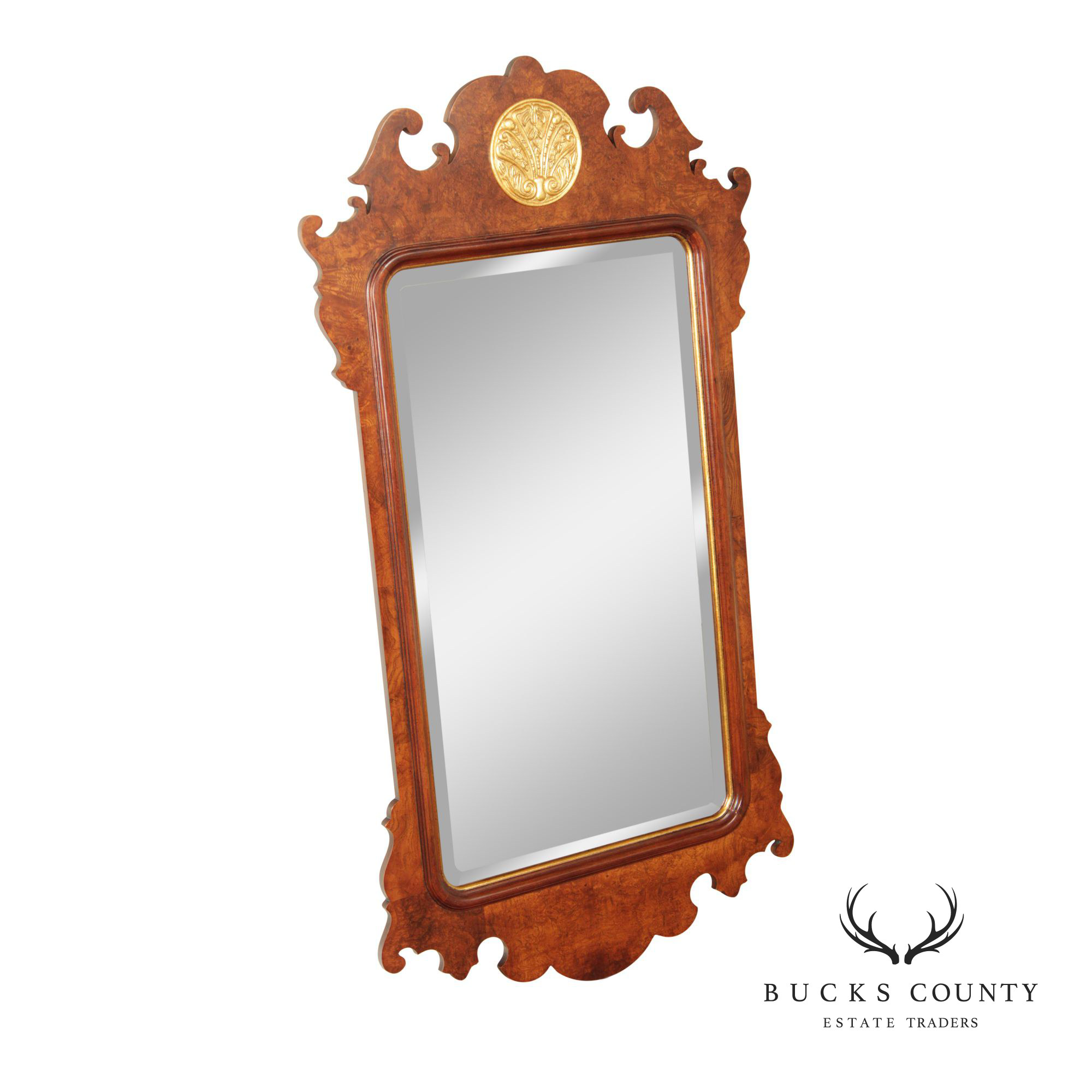 Henredon Georgian Style Burlwood Wall Mirror