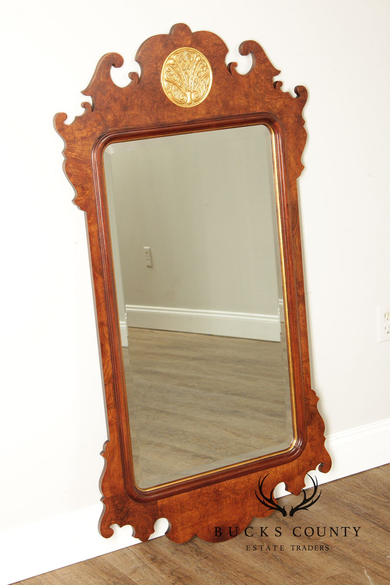 Henredon Georgian Style Burlwood Wall Mirror