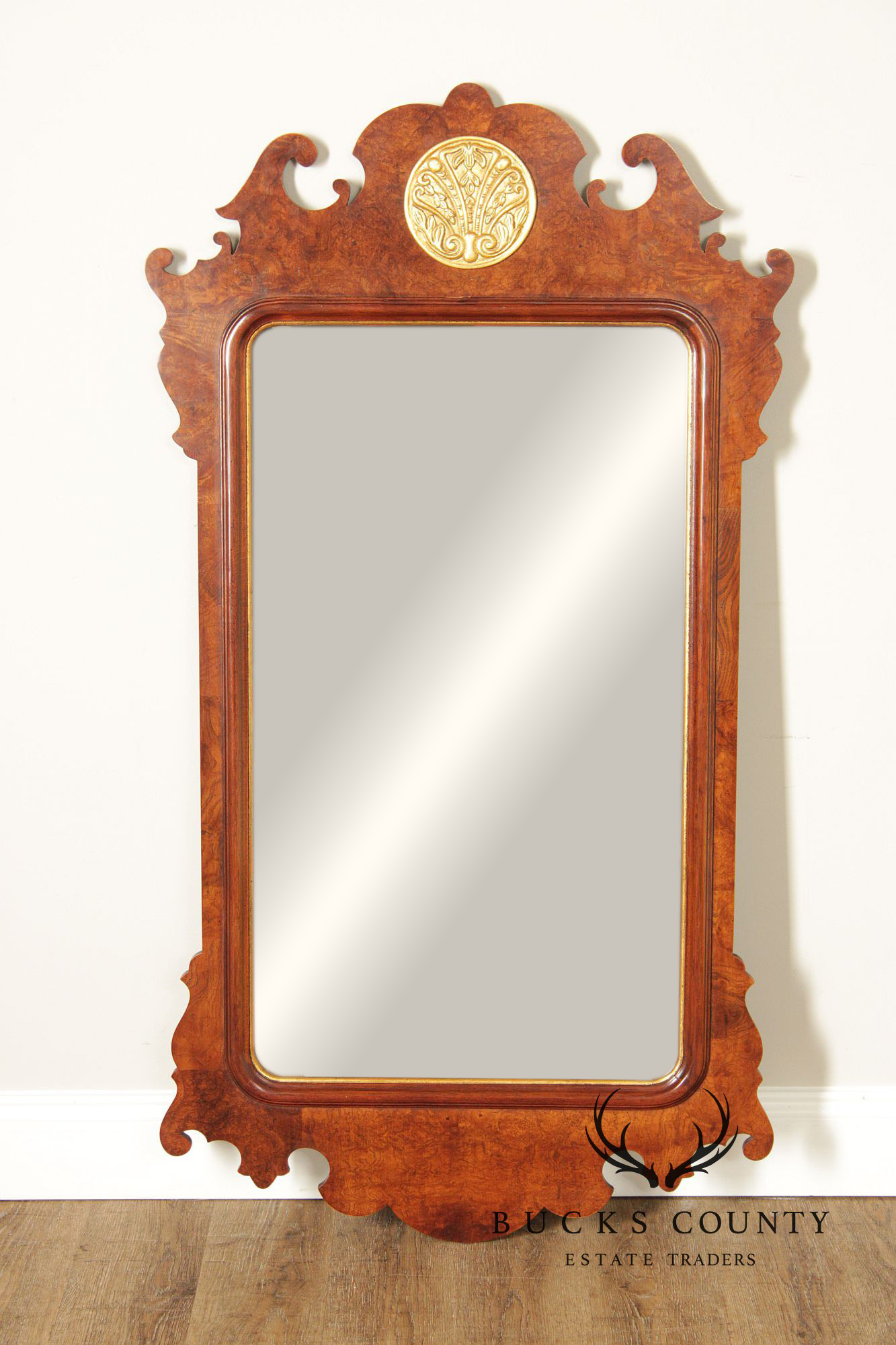 Henredon Georgian Style Burlwood Wall Mirror