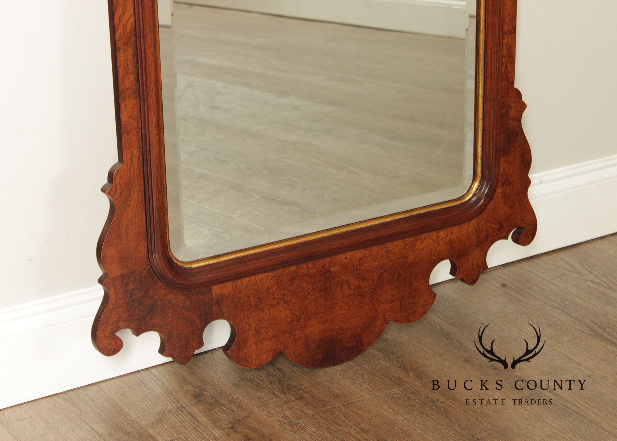 Henredon Georgian Style Burlwood Wall Mirror
