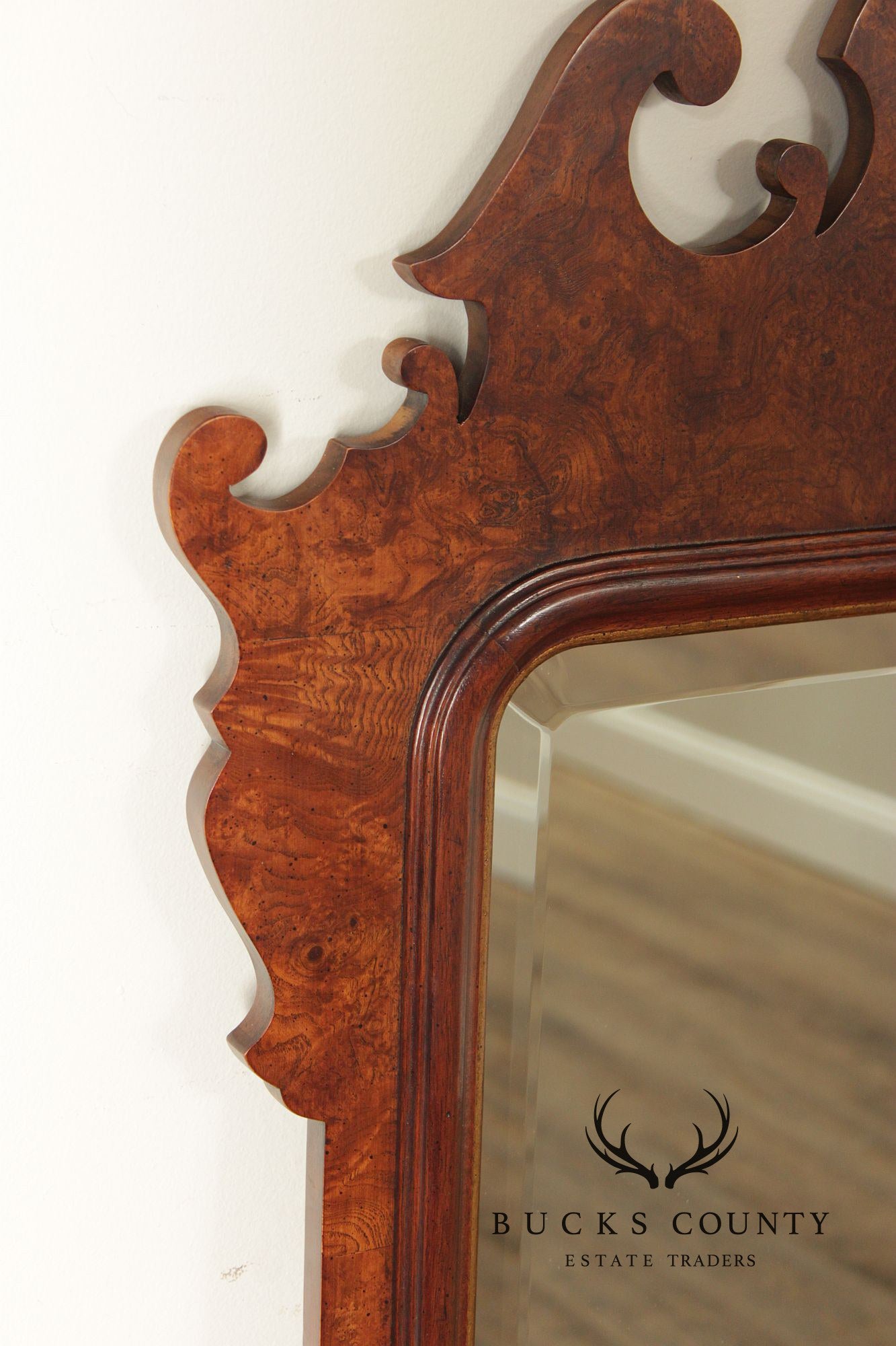 Henredon Georgian Style Burlwood Wall Mirror