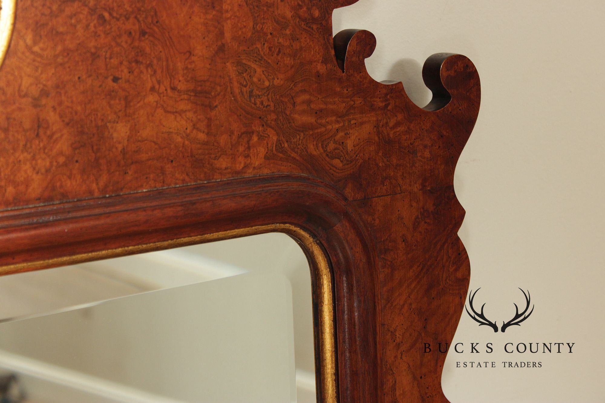 Henredon Georgian Style Burlwood Wall Mirror