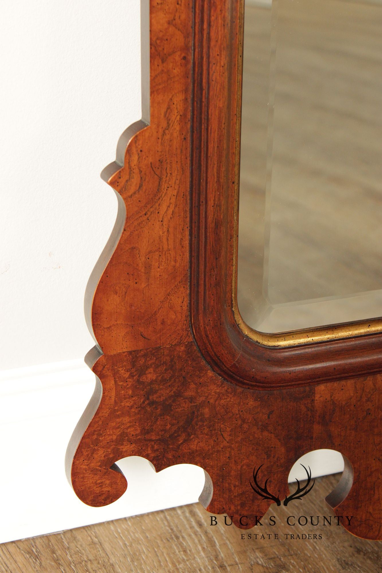 Henredon Georgian Style Burlwood Wall Mirror