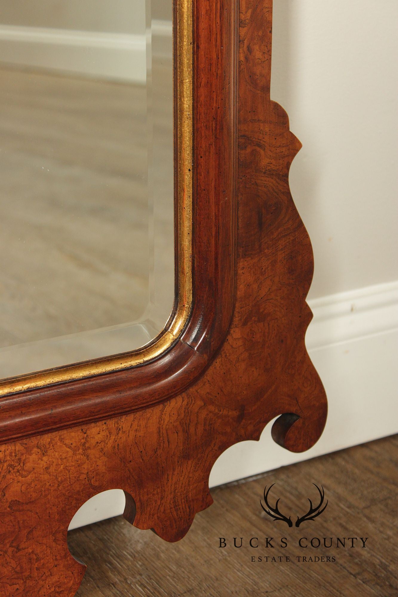 Henredon Georgian Style Burlwood Wall Mirror