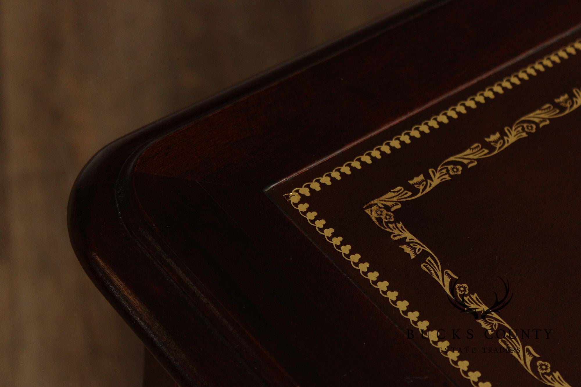 Hekman Chippendale Style Mahogany Leather Top Executive Desk