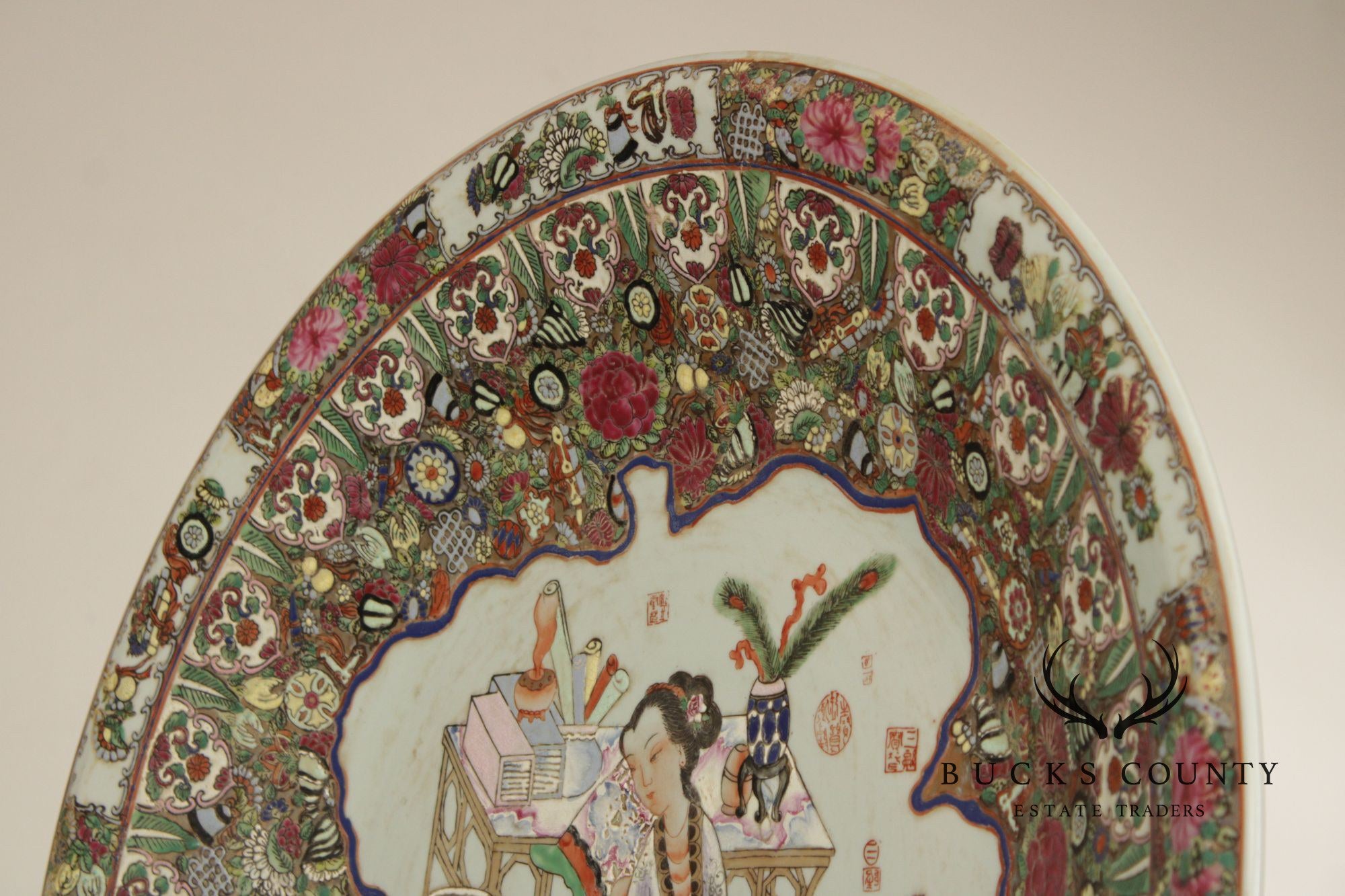 Chinese Monumental Famille Rose Porcelain Charger