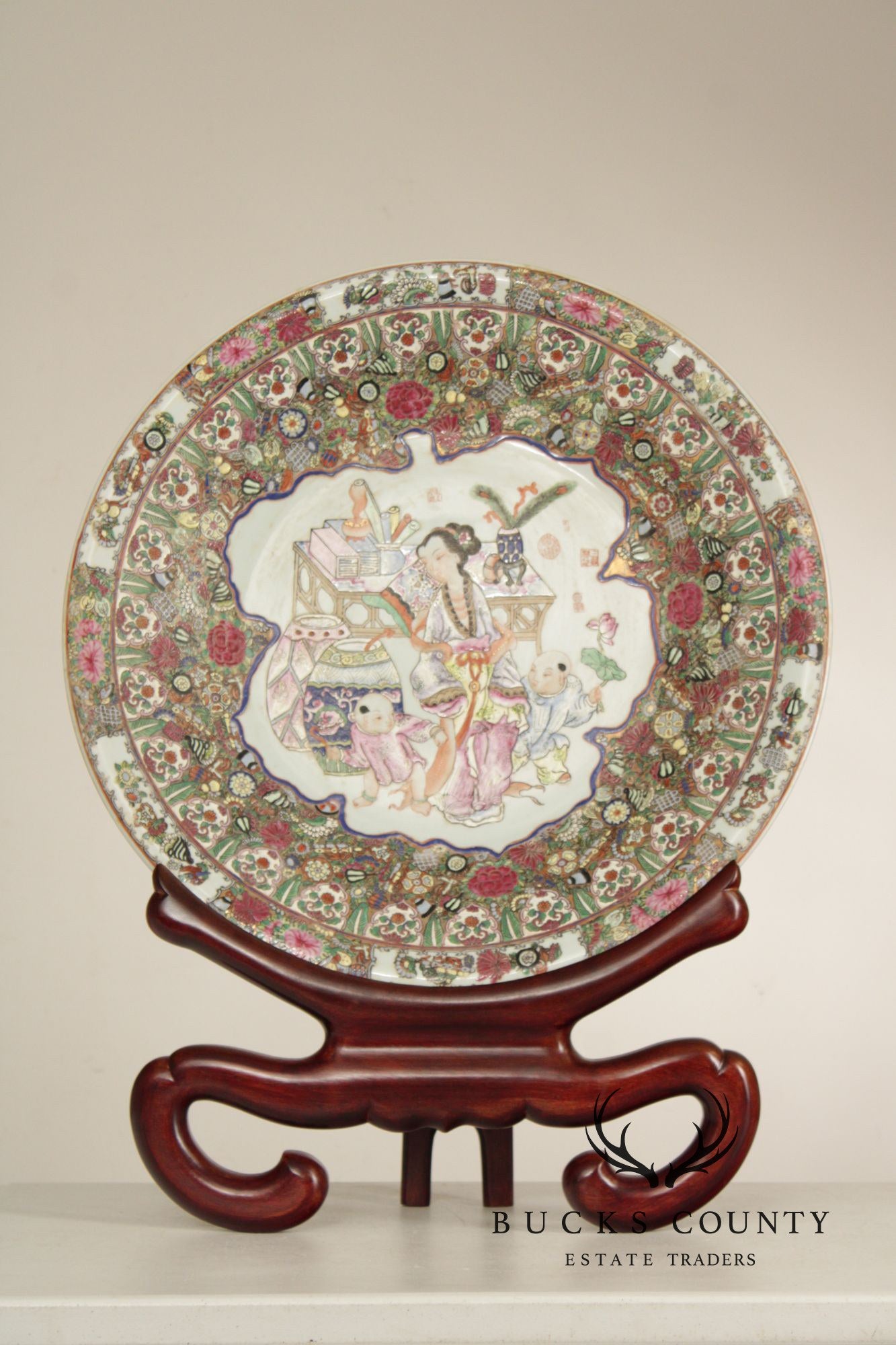 Chinese Monumental Famille Rose Porcelain Charger
