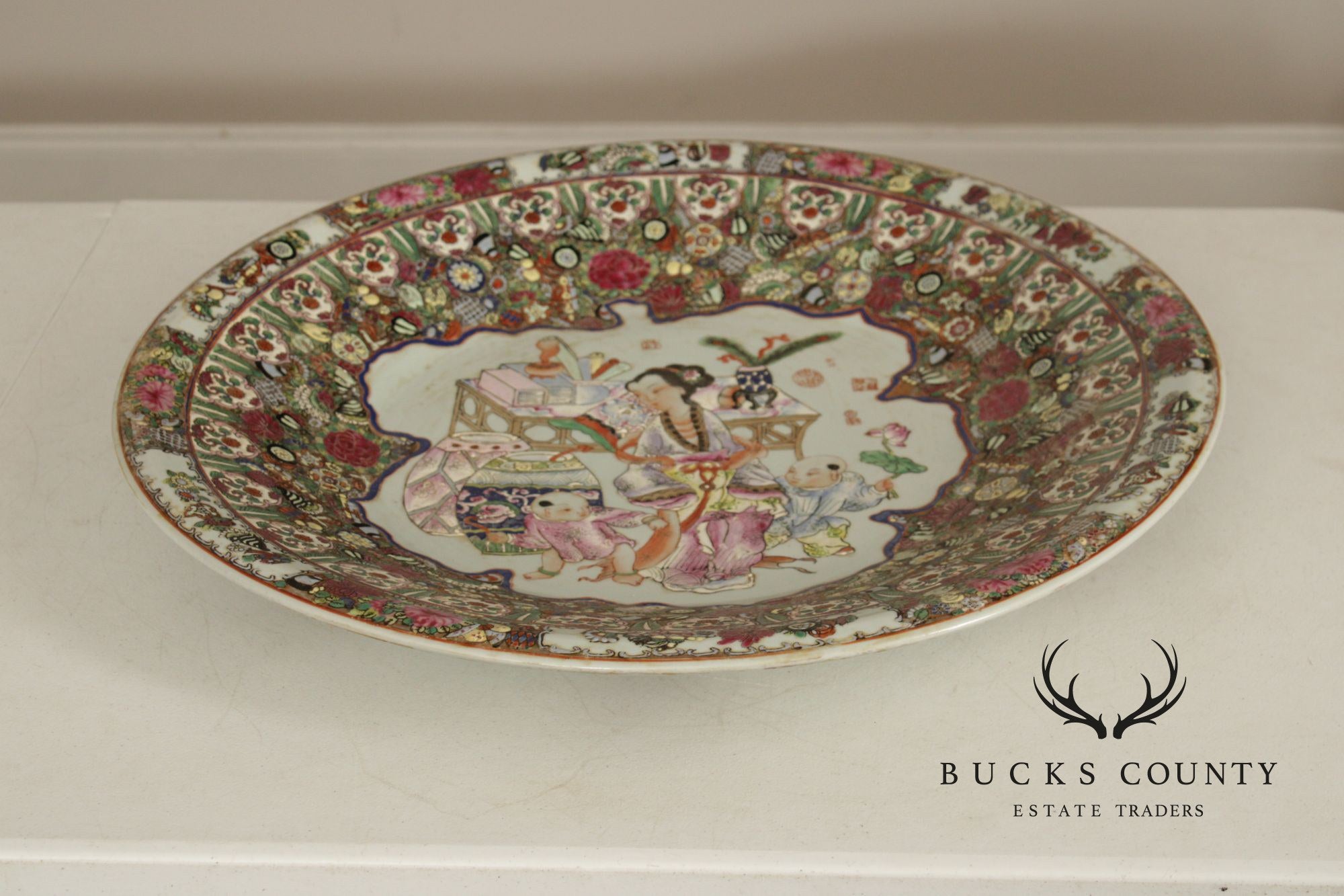 Chinese Monumental Famille Rose Porcelain Charger