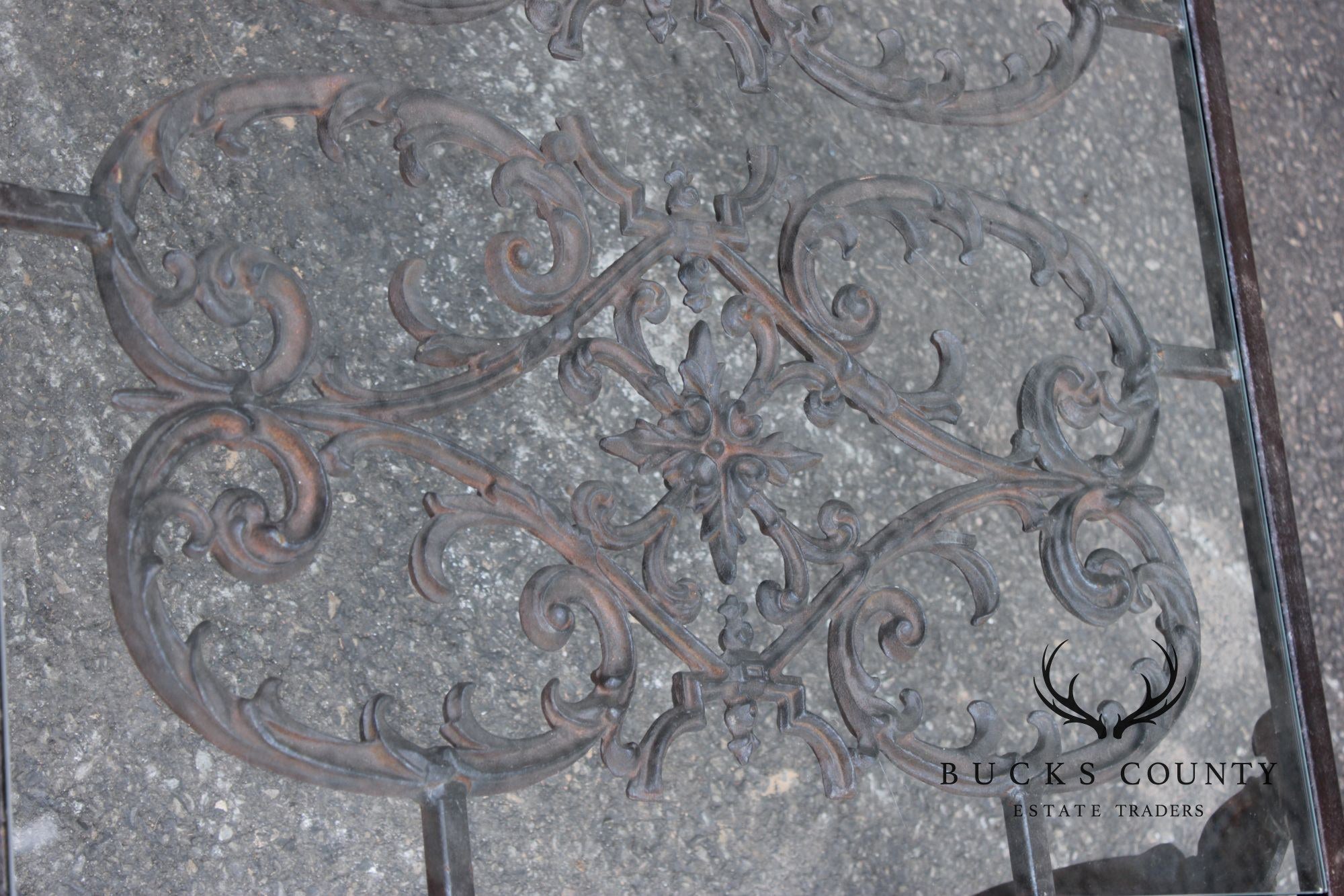 Victorian Style Glass Top Iron Coffee Table