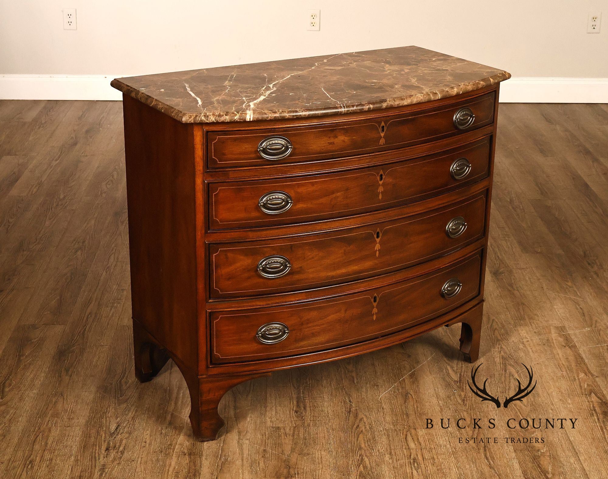 Drexel Heritage Covington Park Pair Of Mahogany Marble Top Bachelor Chests
