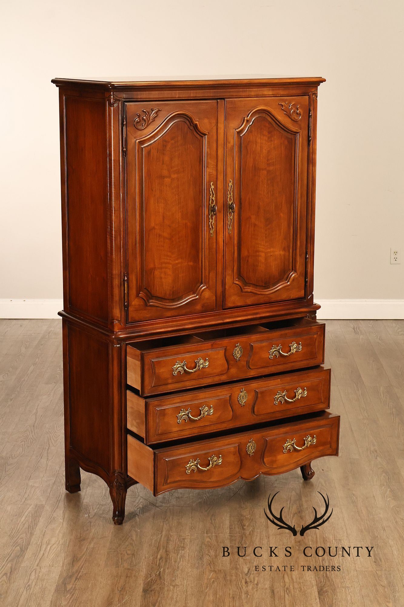 Henredon French Country Style Walnut Armoire