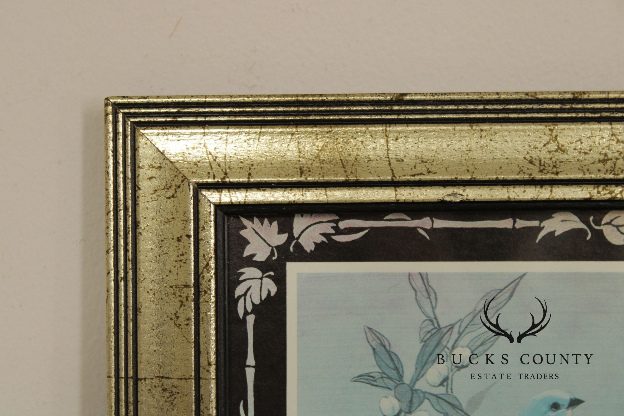 Vintage Asian Style Pair of Bird and Flower Prints