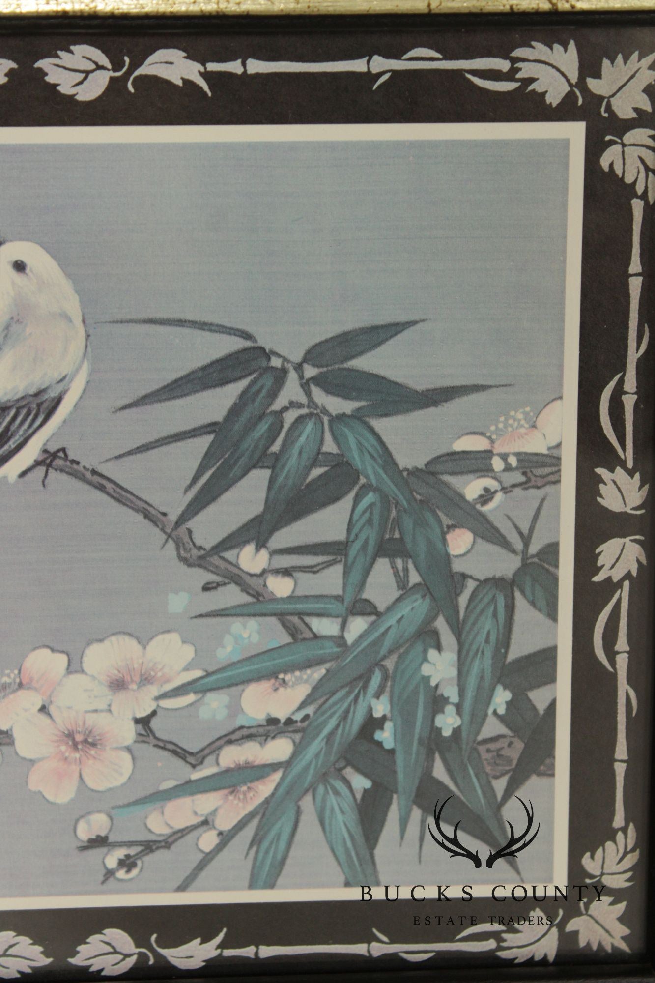 Vintage Asian Style Pair of Bird and Flower Prints