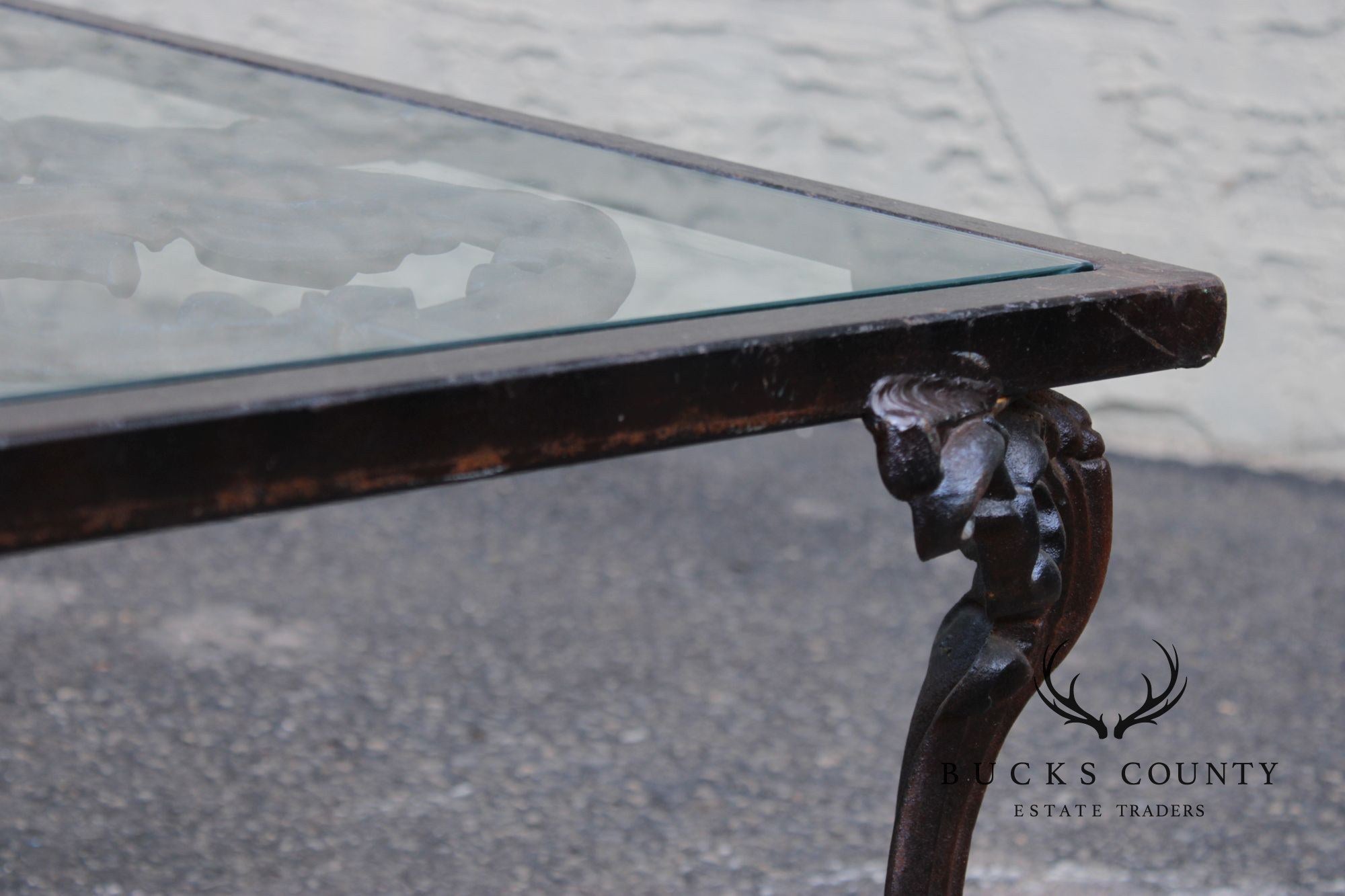 Victorian Style Glass Top Iron Coffee Table