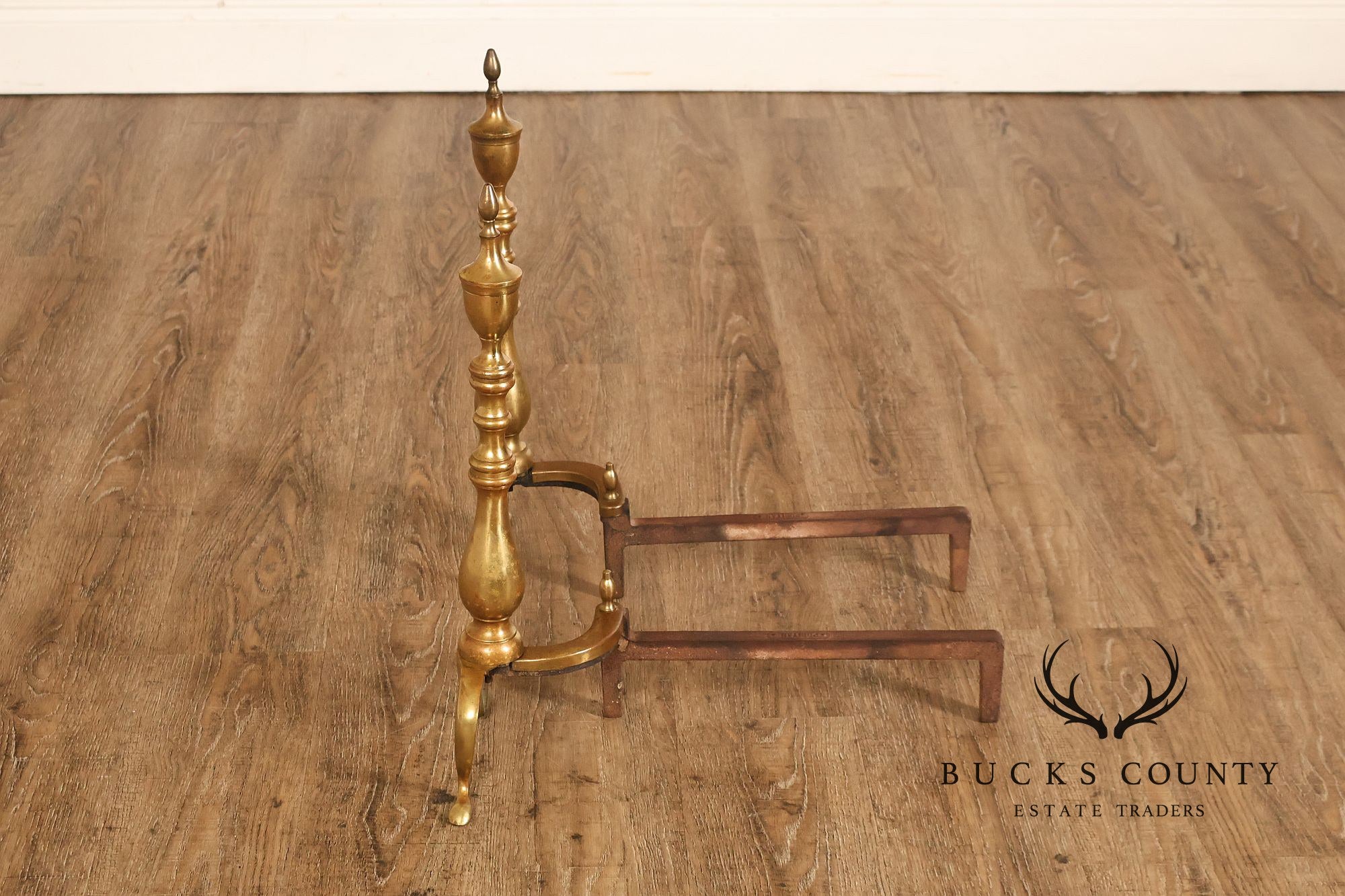 Puritan Federal Style Pair of Brass Andirons