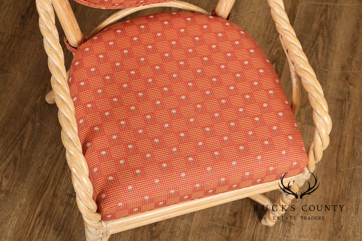 McGuire Set of Four Twisted Rattan Armchairs