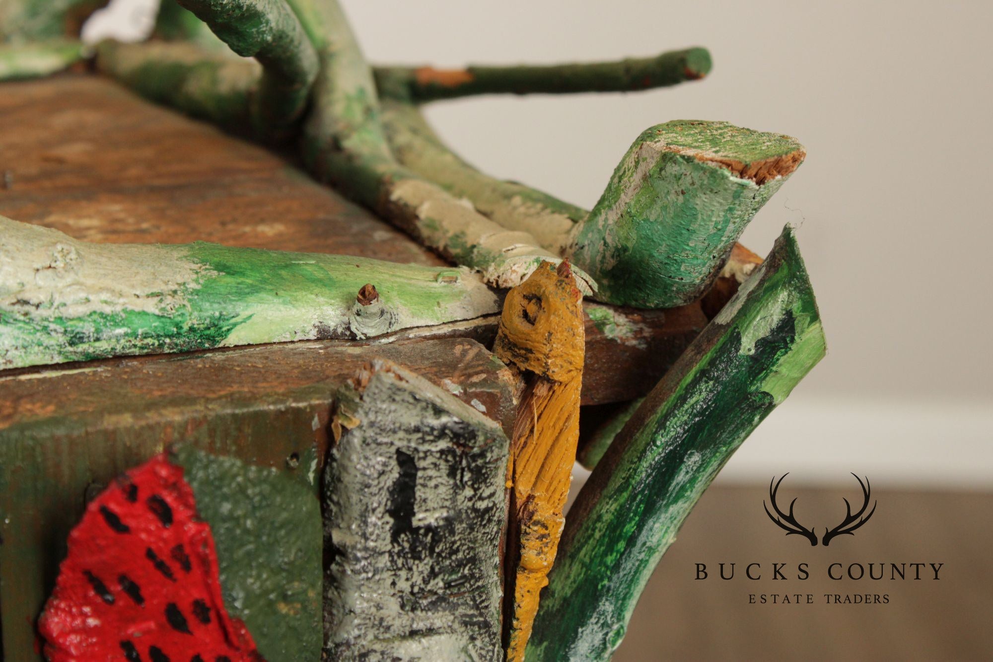 Folk Art Painted Stick Cabinet