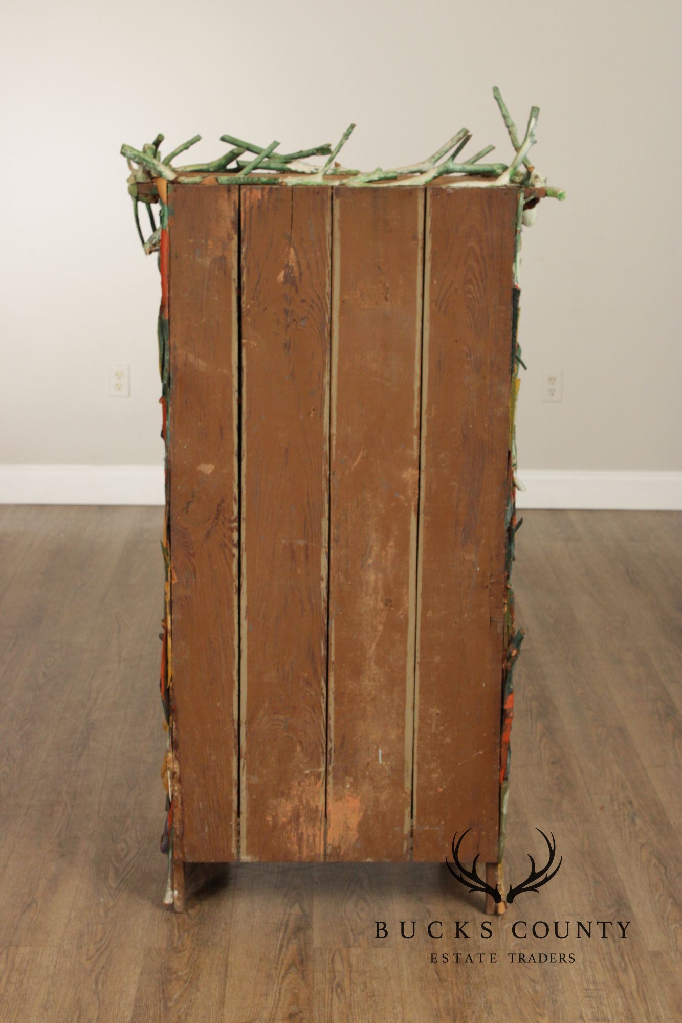 Folk Art Painted Stick Cabinet