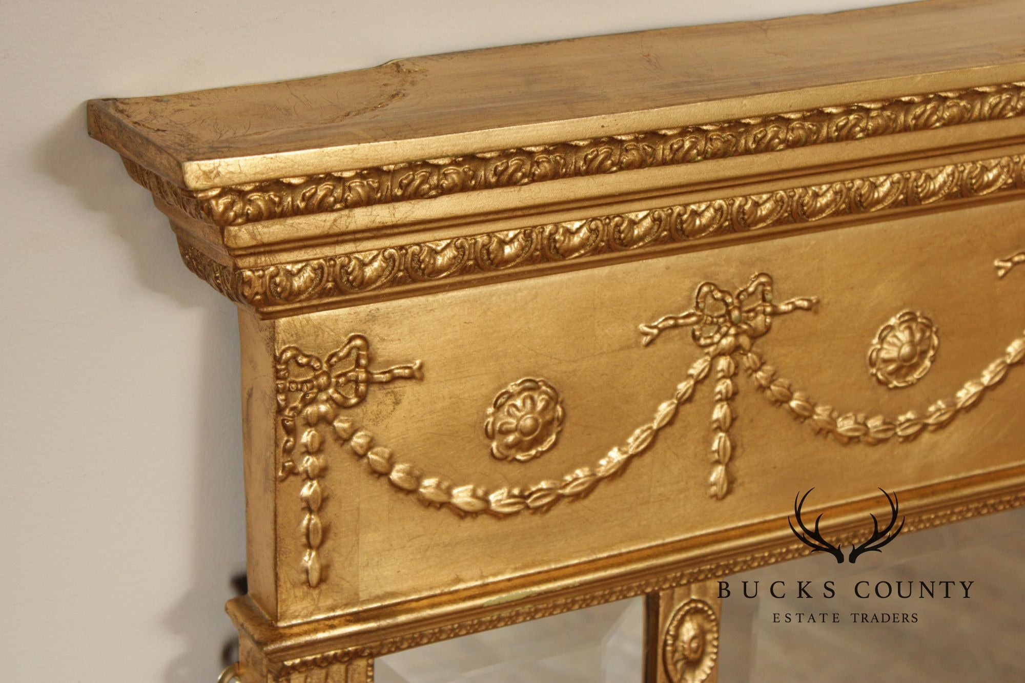 Adam Style Giltwood Tripartite Mantel Mirror