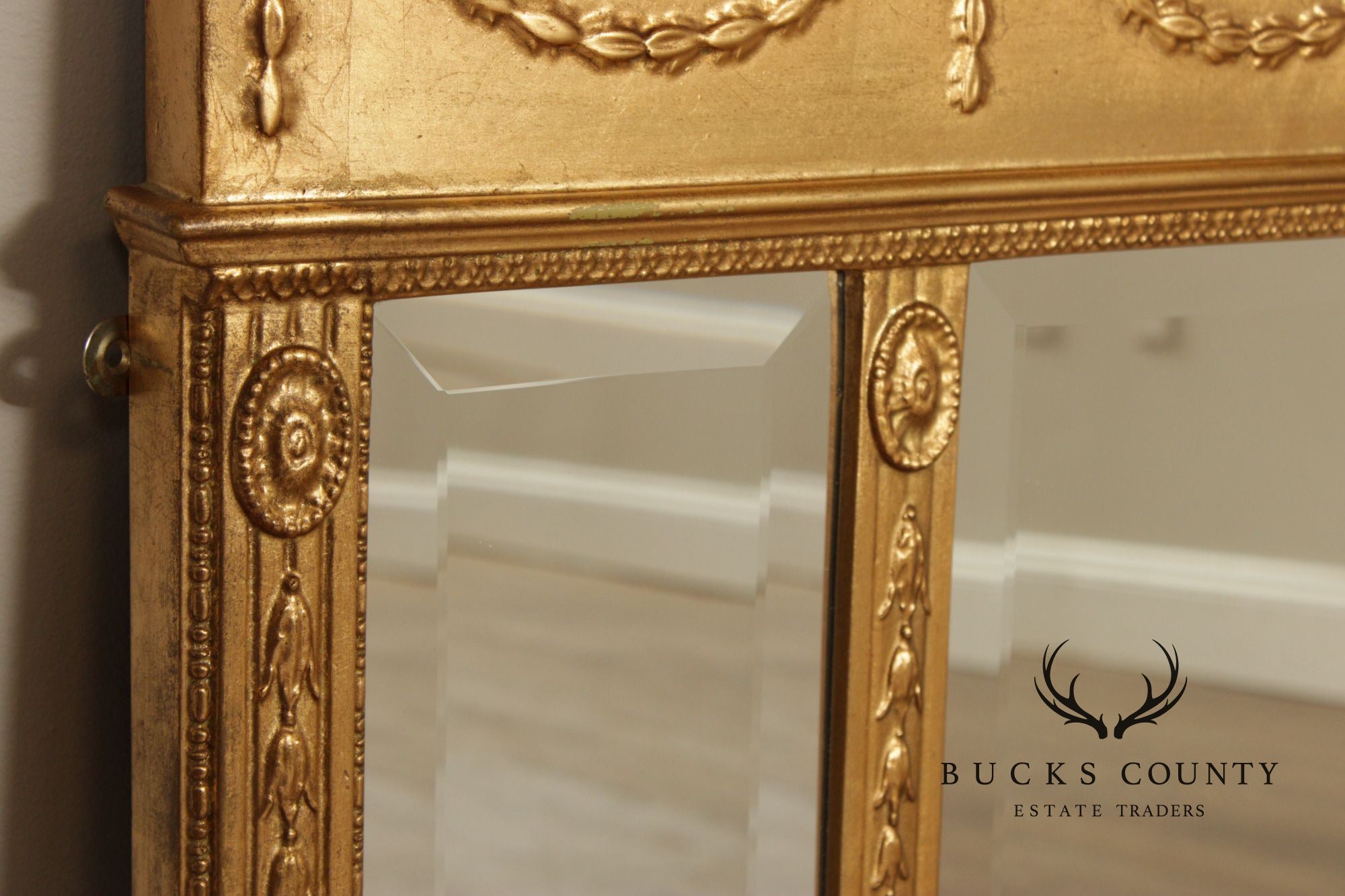 Adam Style Giltwood Tripartite Mantel Mirror