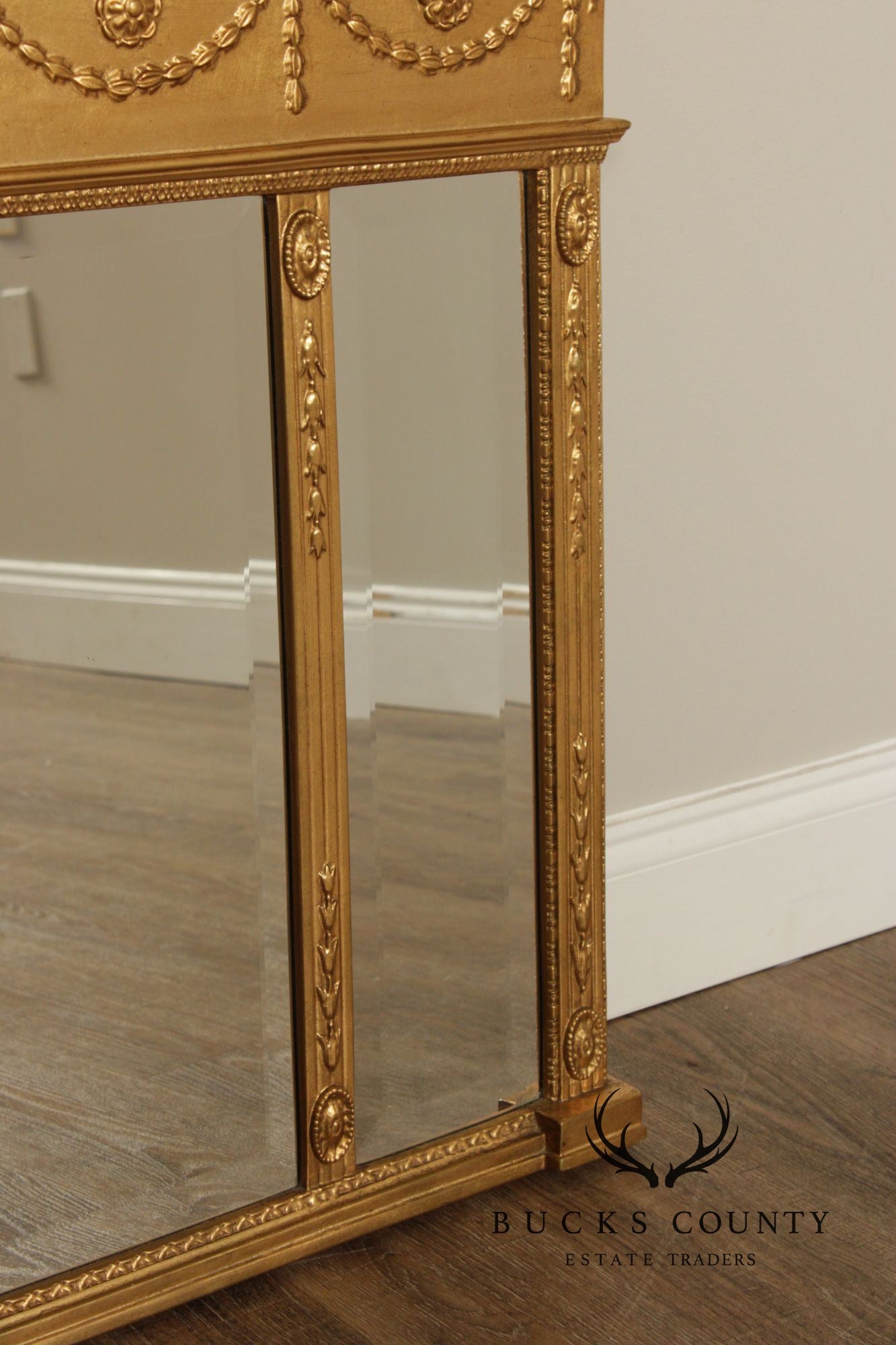 Adam Style Giltwood Tripartite Mantel Mirror