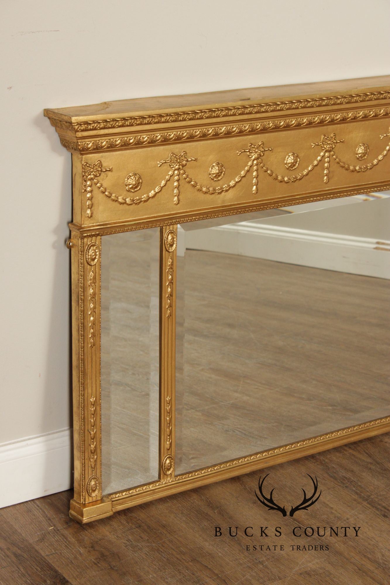 Adam Style Giltwood Tripartite Mantel Mirror