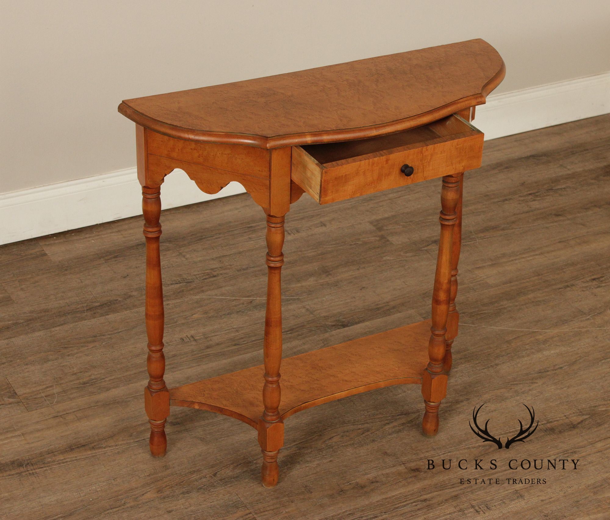 Colonial Style Bird's Eye Maple Narrow Hall Table