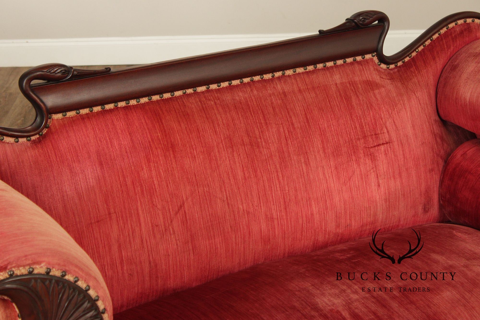 Antique Empire Carved Mahogany Swan Sofa