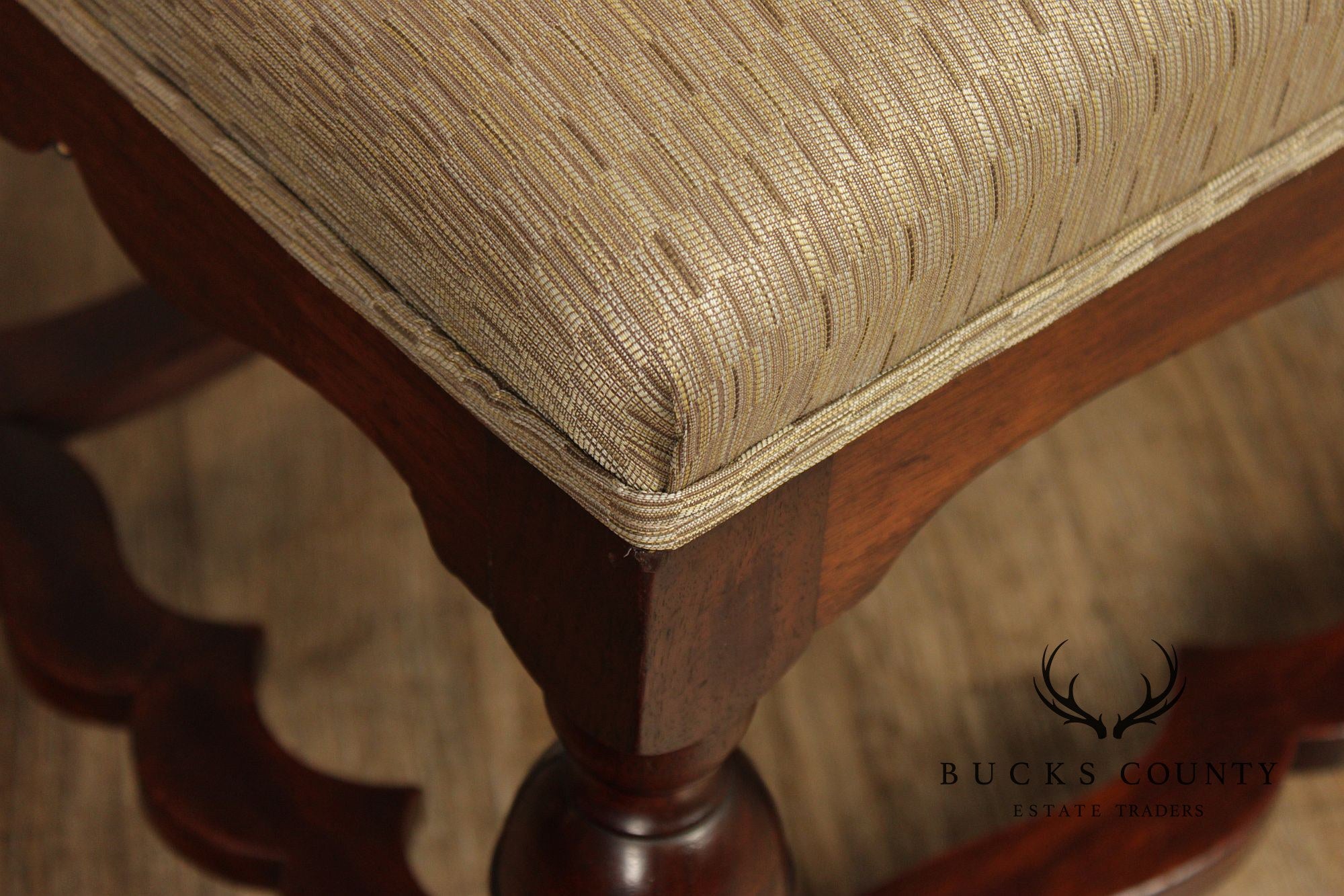 William & Mary Style Antique Carved Mahogany Bench