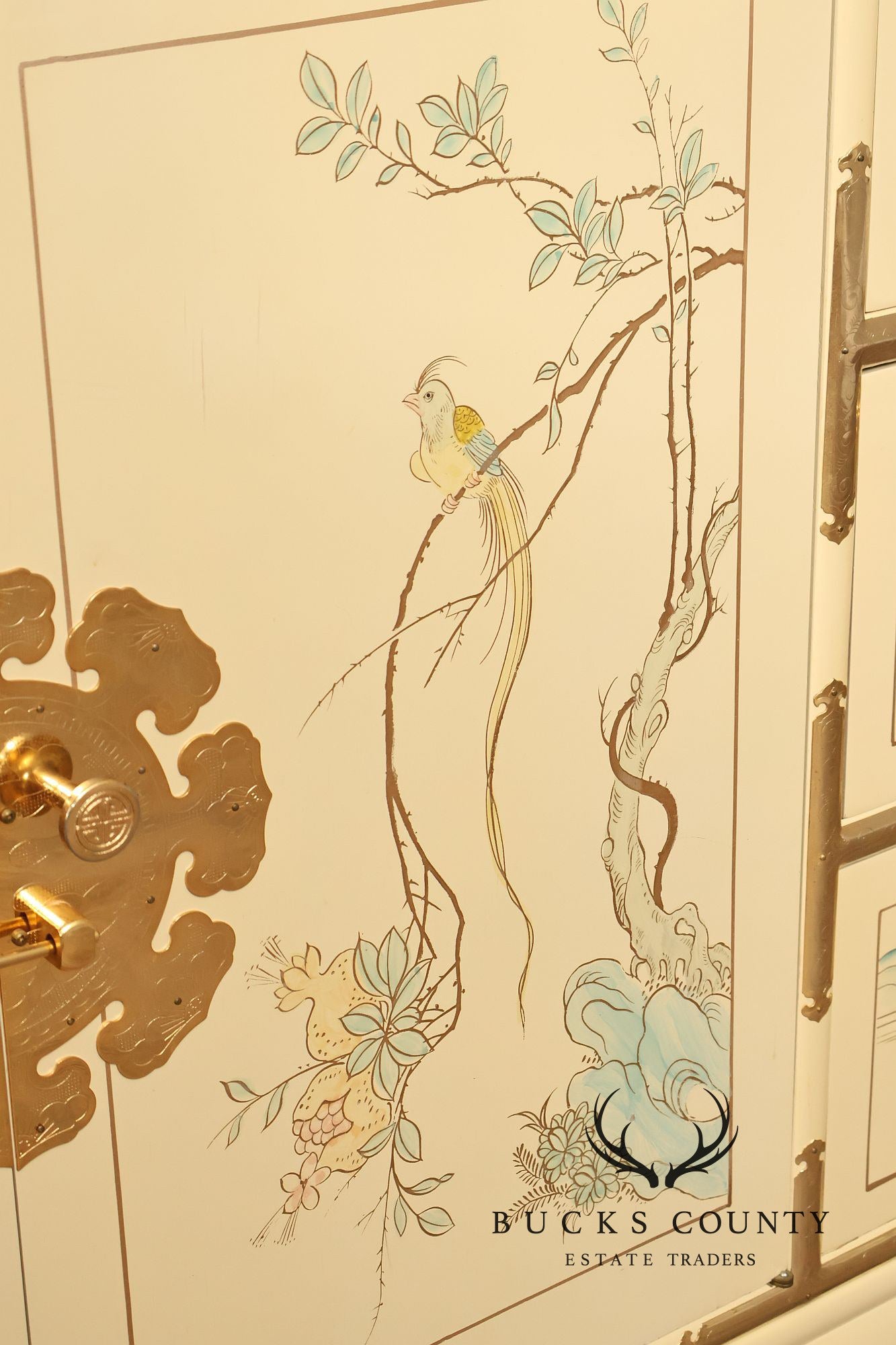 Painted Chinoiserie Style Dresser With Brass Hardware