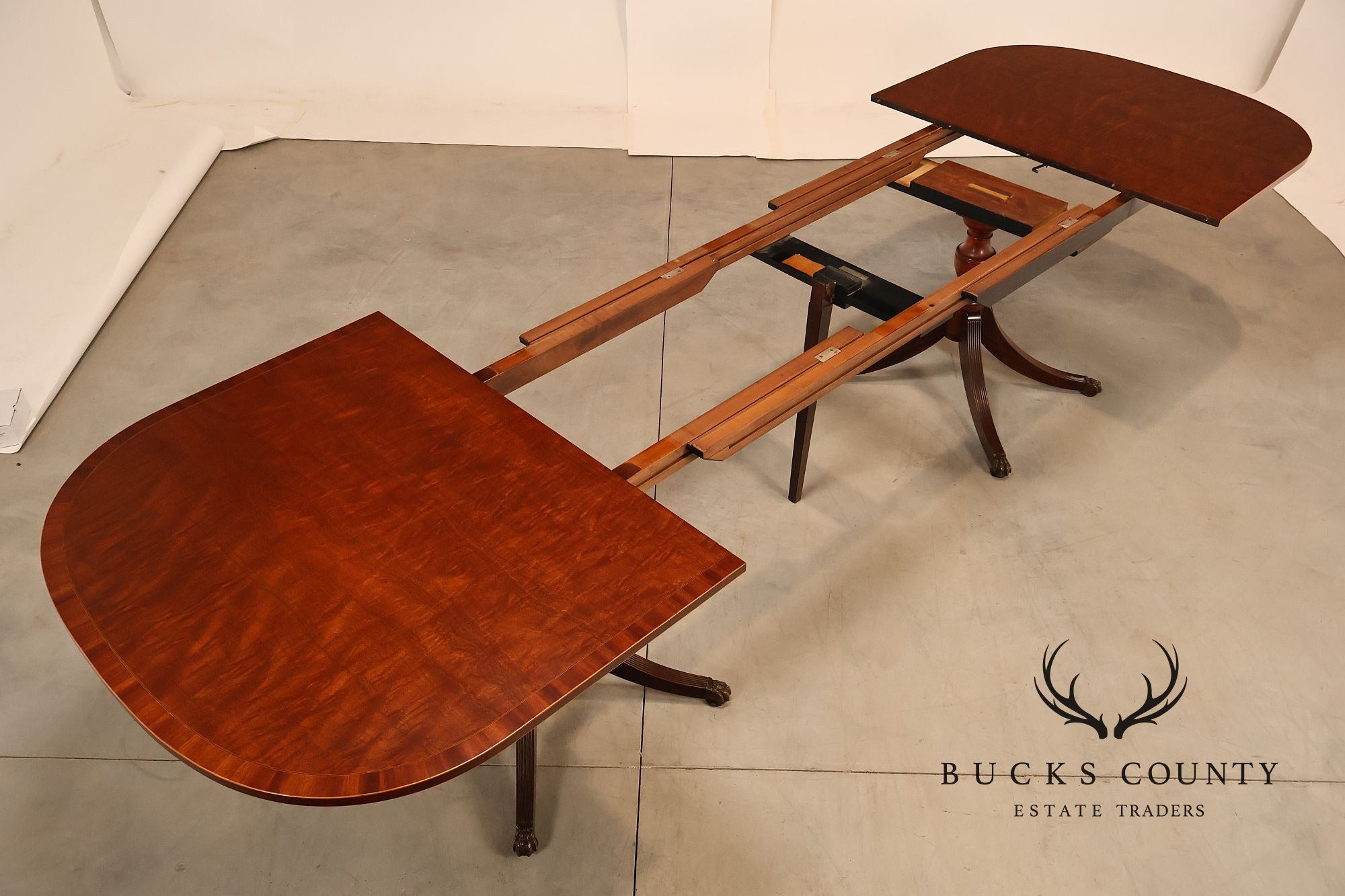 Schmieg & Kotzian Mahogany Double Pedestal Dining Table With 3 Leaves